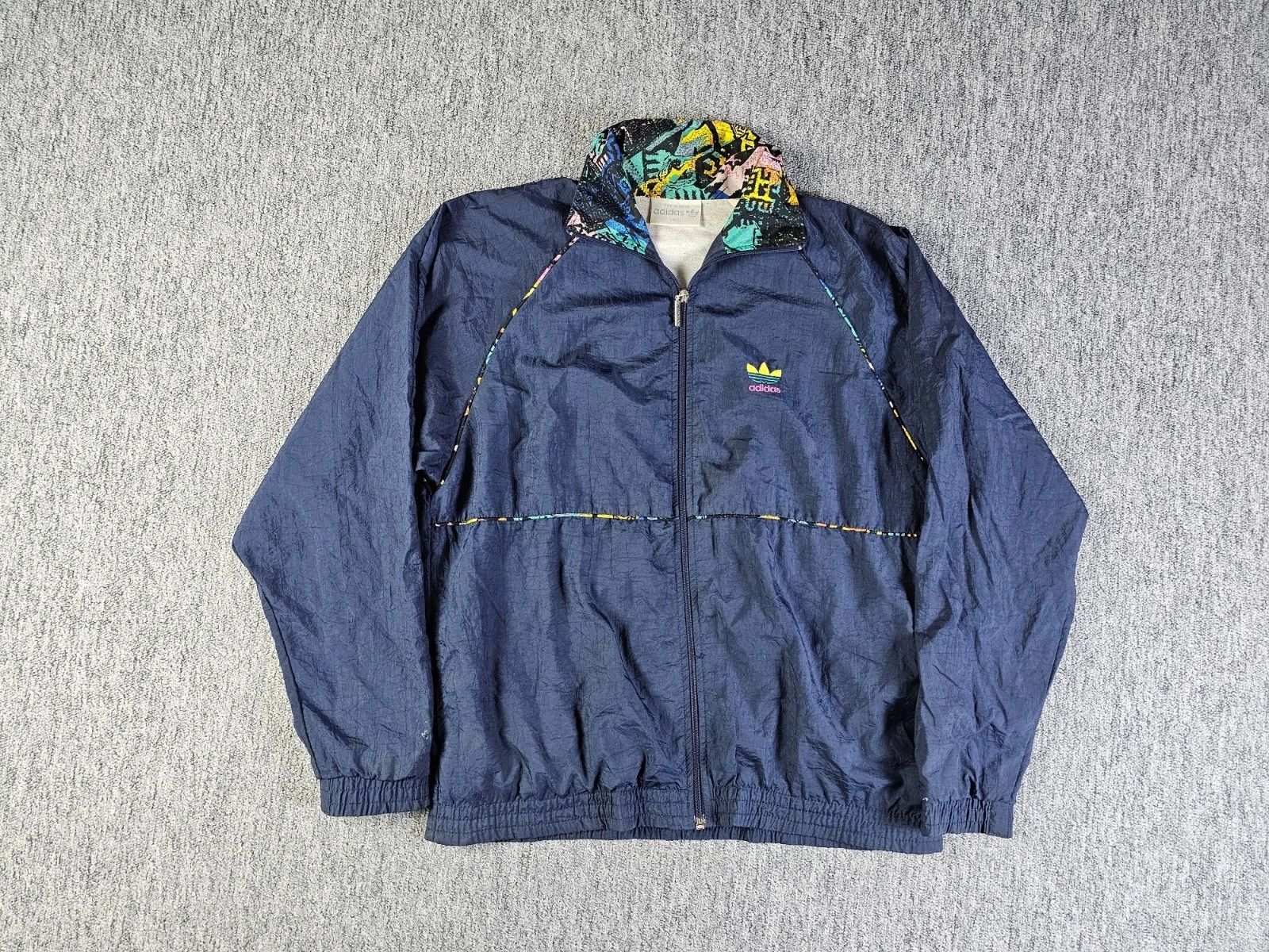 Adidas Adidas Trefoil 80s Nylon Crinkle Track Jacket Navy Blue S Size US S / EU 44-46 / 1 - 5 Thumbnail