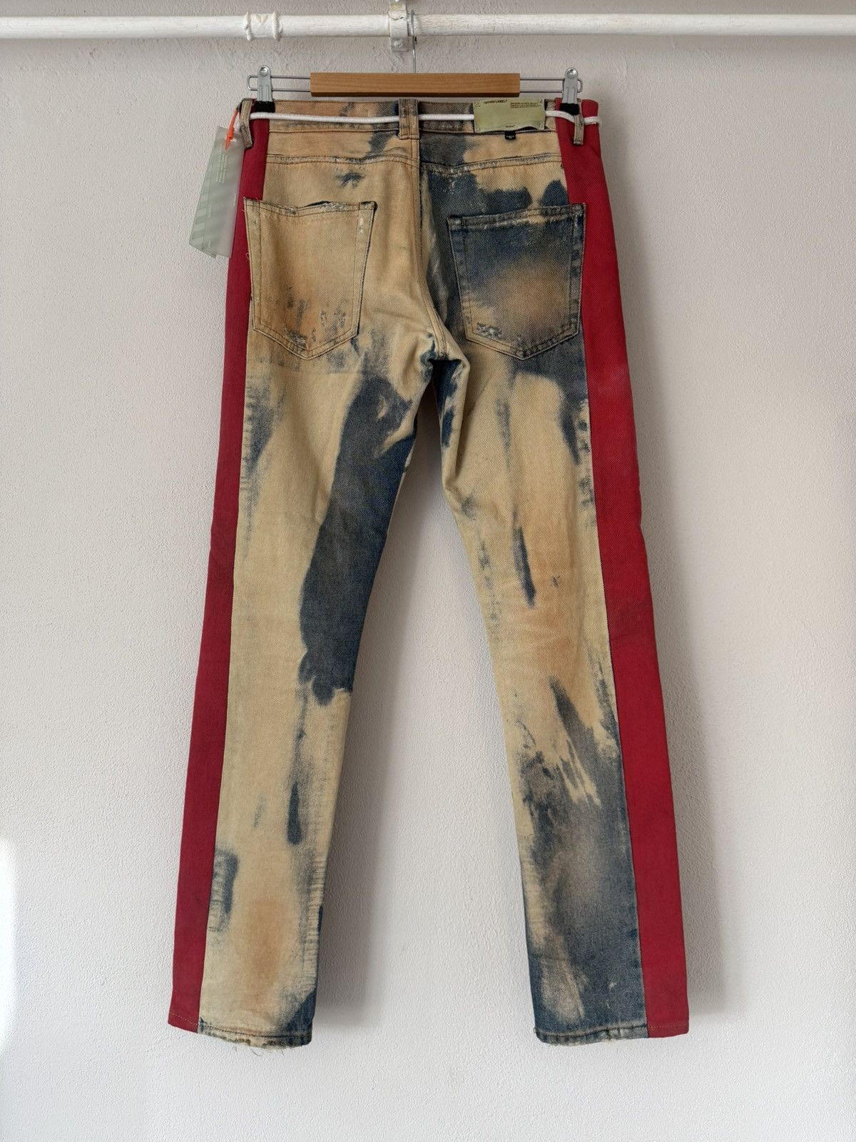 Off-White Bleached Side Stripe Jeans with Rope Belt Size US 31 - 8 Thumbnail
