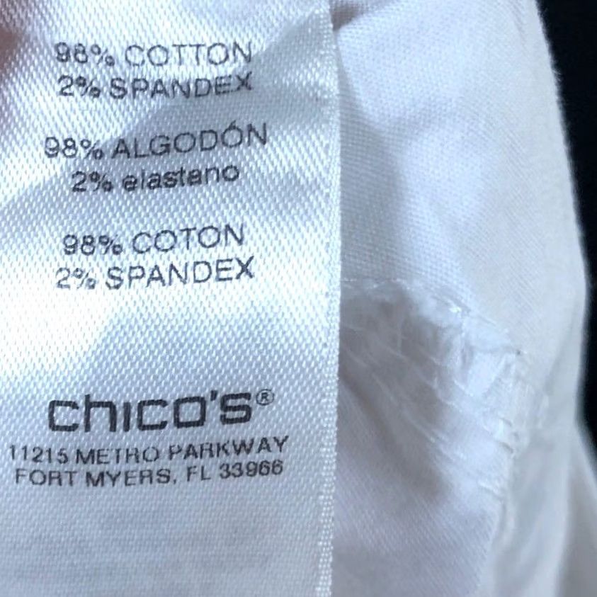 Vintage Chicos Womens Pants White Mid Rise Roll Tab Leg Lightweight Stretch 0.5 (S) Size 28" / US 6 / IT 42 - 5 Thumbnail