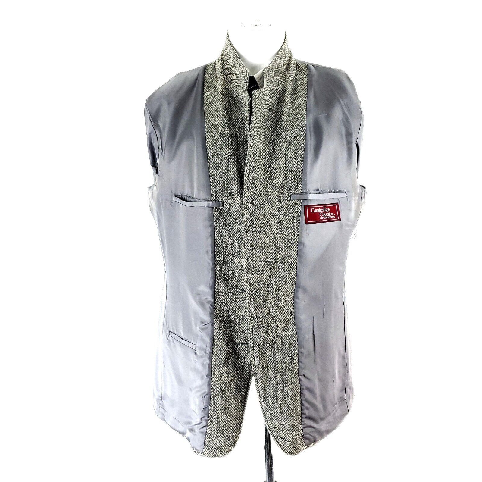 Vintage Cambridge Classics Tweed Wool 2 Leather Button Sport Coat 42 Size 42L - 10 Thumbnail