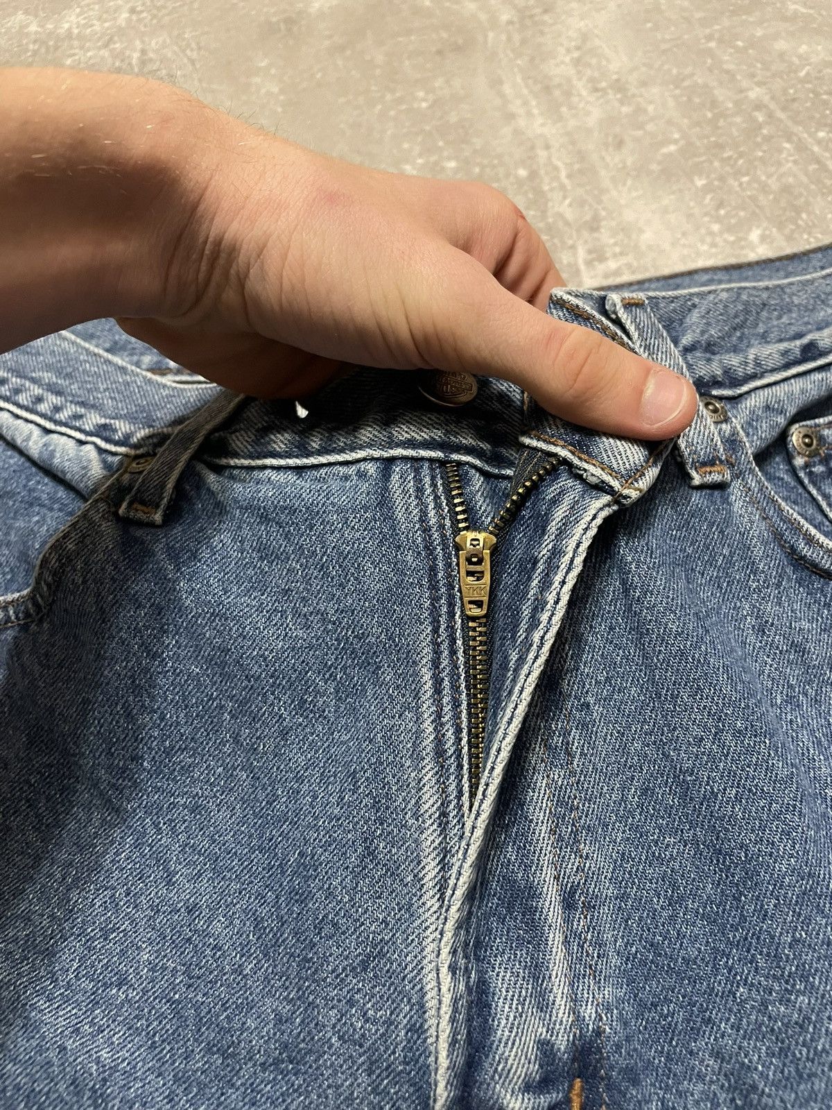 Harley Davidson × Vintage Vintage Harley Davidson Buggy Blue Denim Jeans Y2K 34/30 Size US 34 / EU 50 - 10 Thumbnail