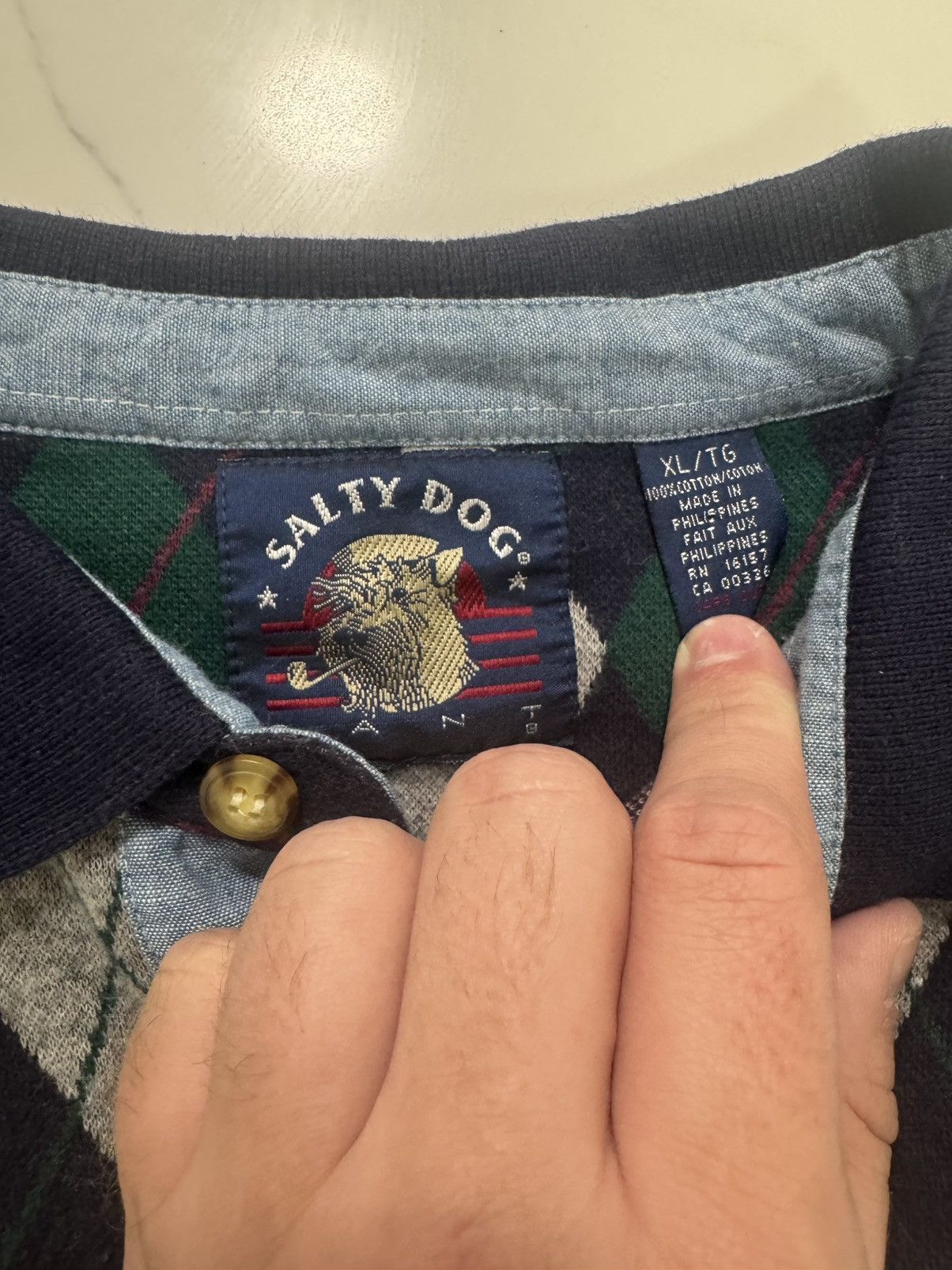 Other Vintage Salty Dog Argyle Long Sleeve Rugby / Polo Shirt 🧶🍃 Size US XL / EU 56 / 4 - 3 Thumbnail