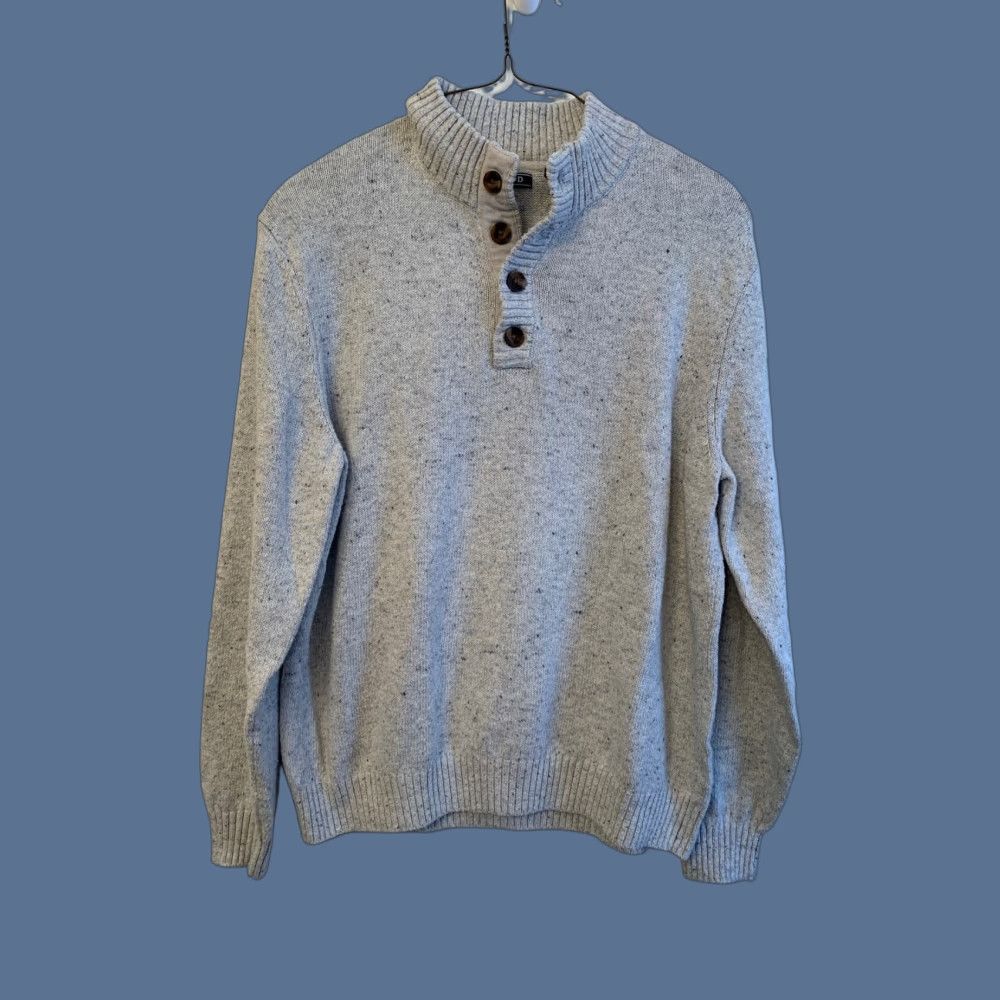 Izod Izod Men's Sweater Henley XXL Light Gray Pullover Flecked Pattern Size US XXL / EU 58 / 5 - 1 Thumbnail