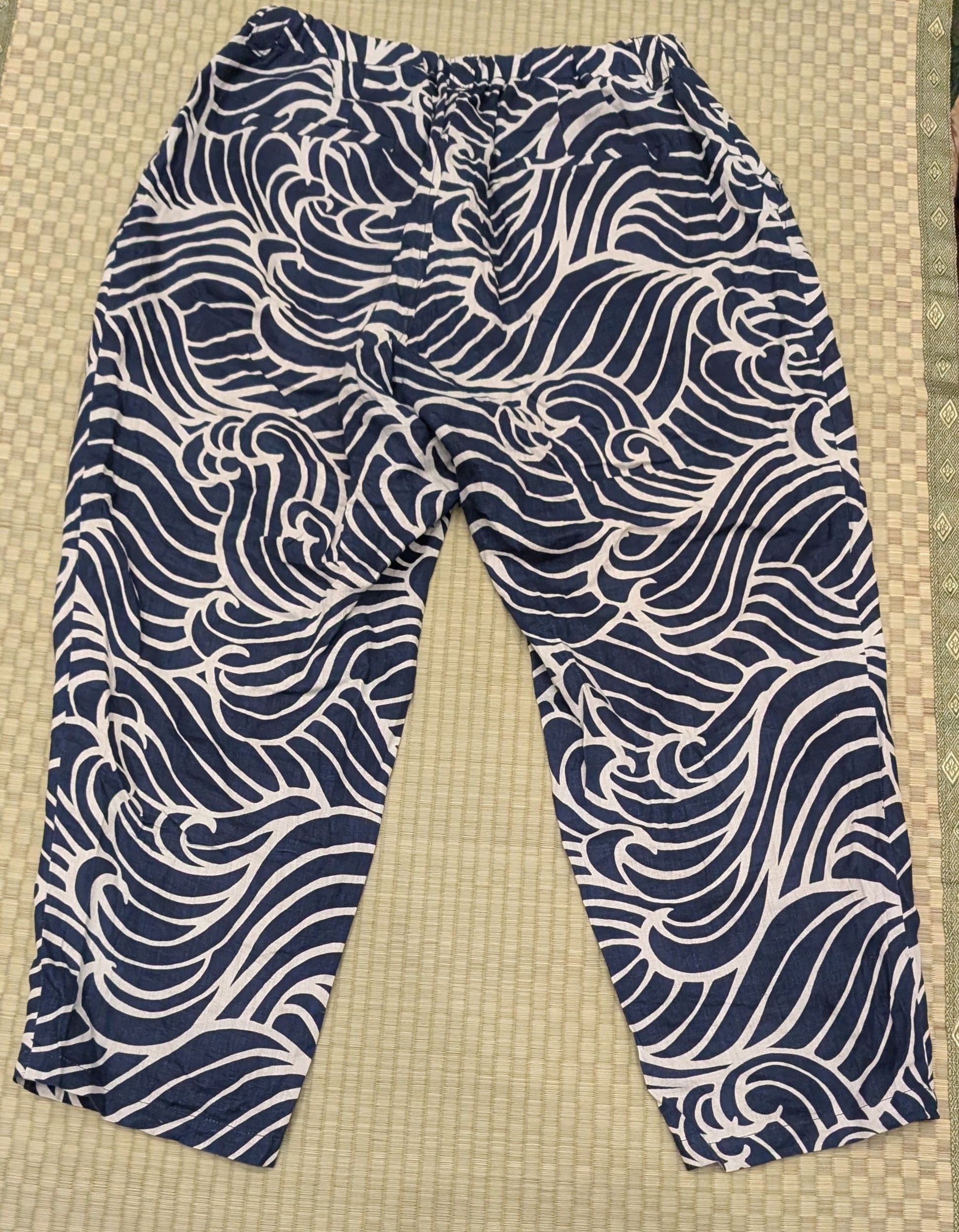 Blue Blue Japan RARE Blue Blue Japan Linen Wave Pattern Pants Made in Japan Size US 31 - 2 Thumbnail