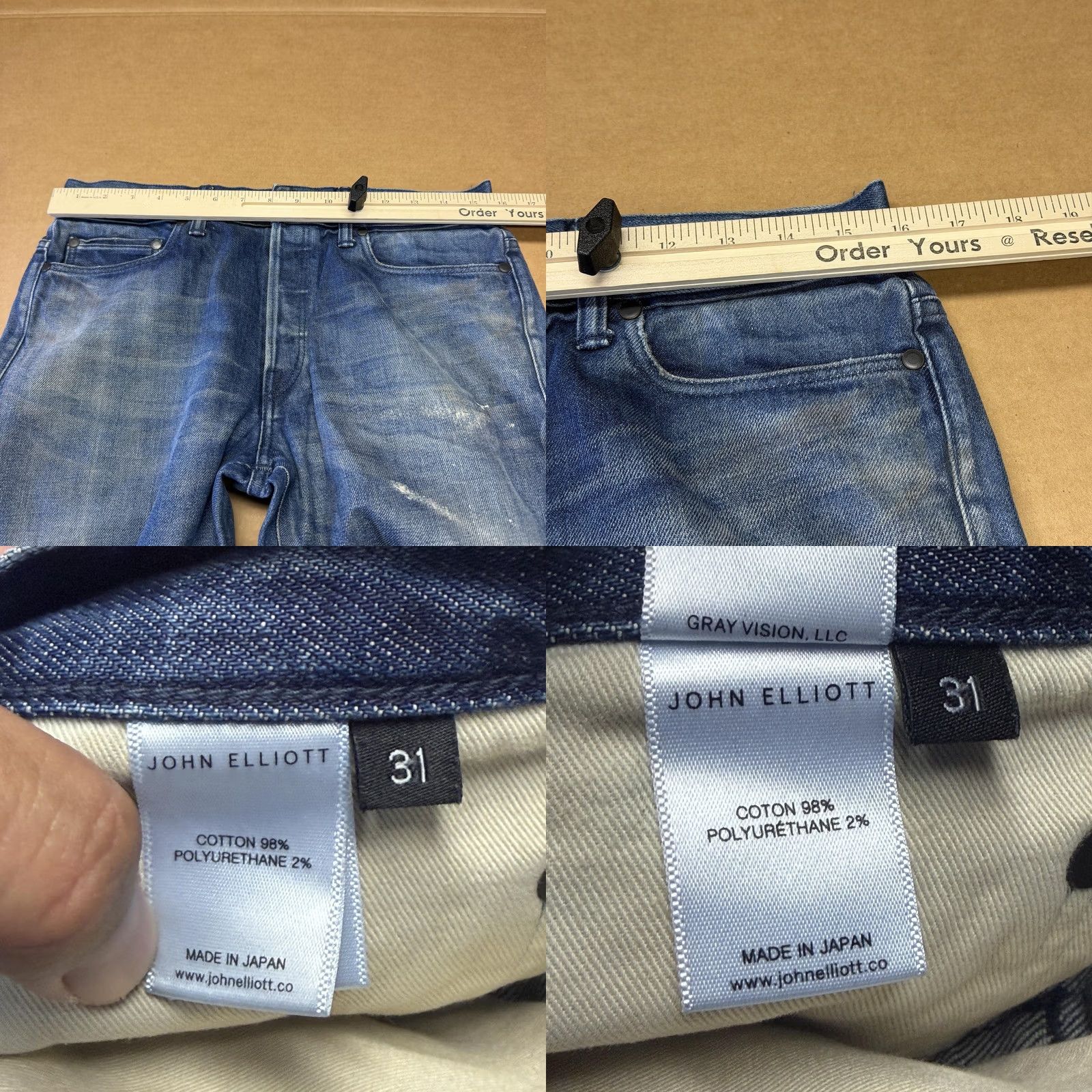 John Elliott John Elliott Jeans Mens 31x32 Blue Slim Stretch Denim Distressed Japan Size US 31 - 9 Thumbnail