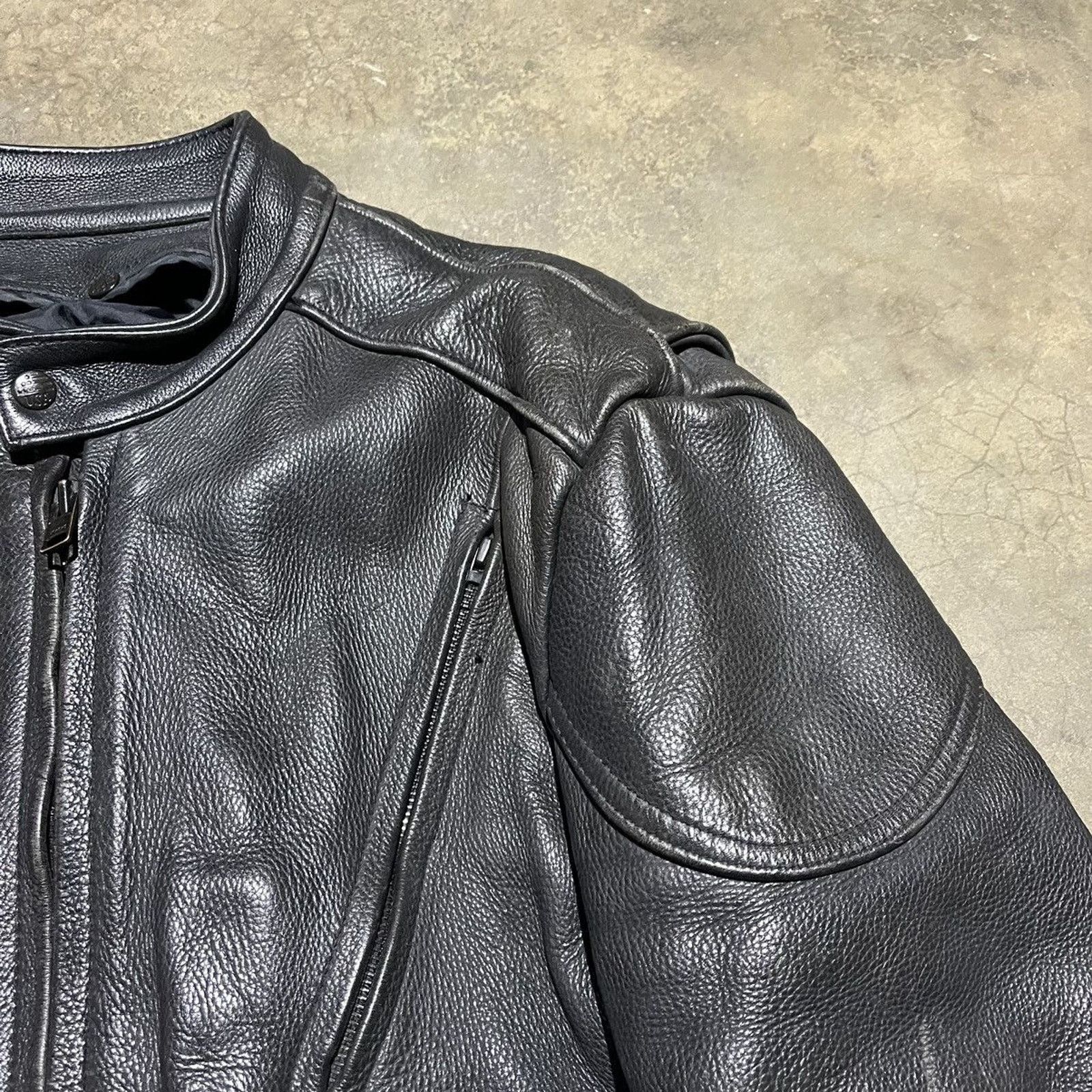 Vintage Vintage 90s Black Heavyweight Leather Motorcycle Jacket Size US L / EU 52-54 / 3 - 3 Thumbnail