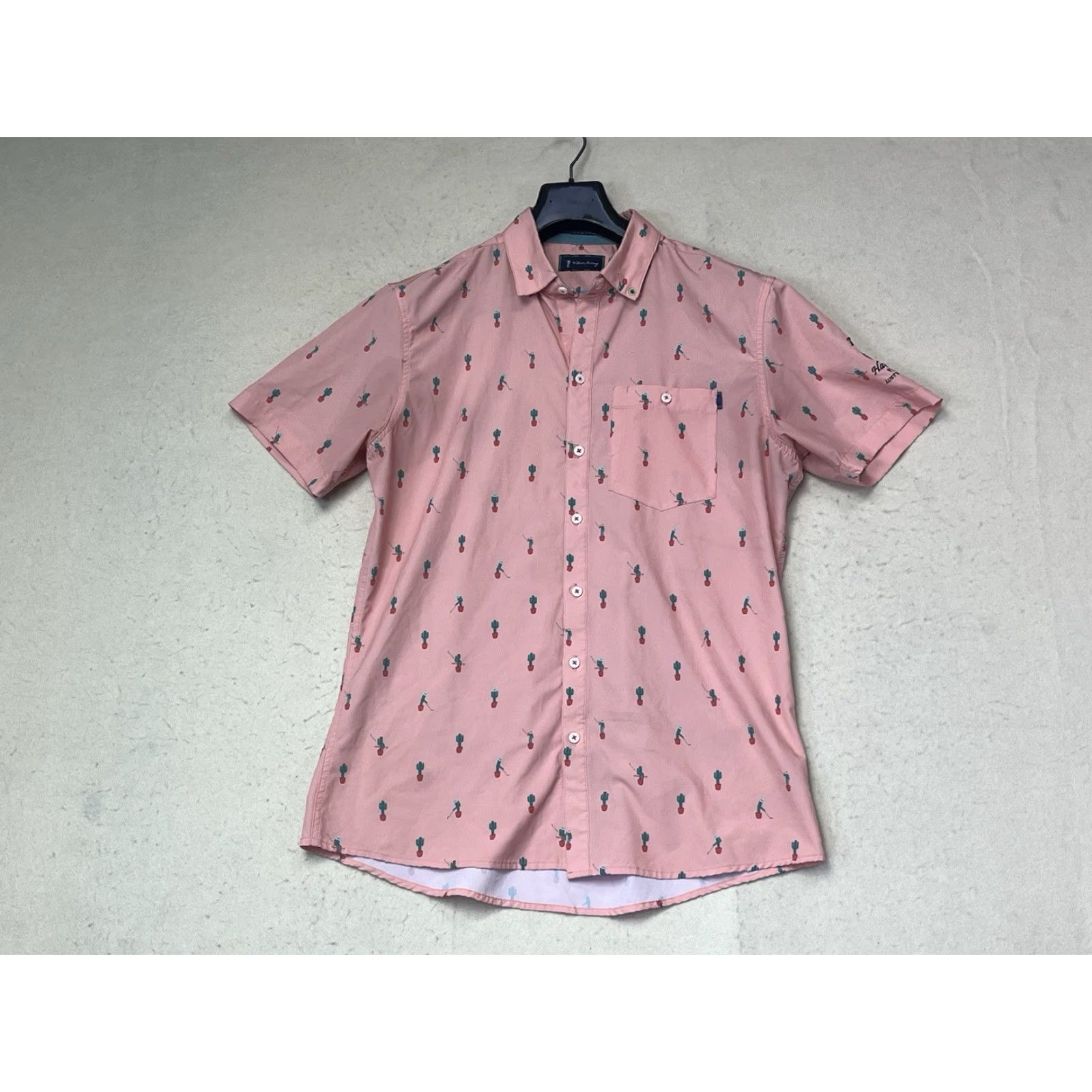 Pinko William Murray Shirt Mens M Golf Performance Button Arm Logo Short Sleeve Pink Polo Size US M / EU 48-50 / 2 - 2 Thumbnail