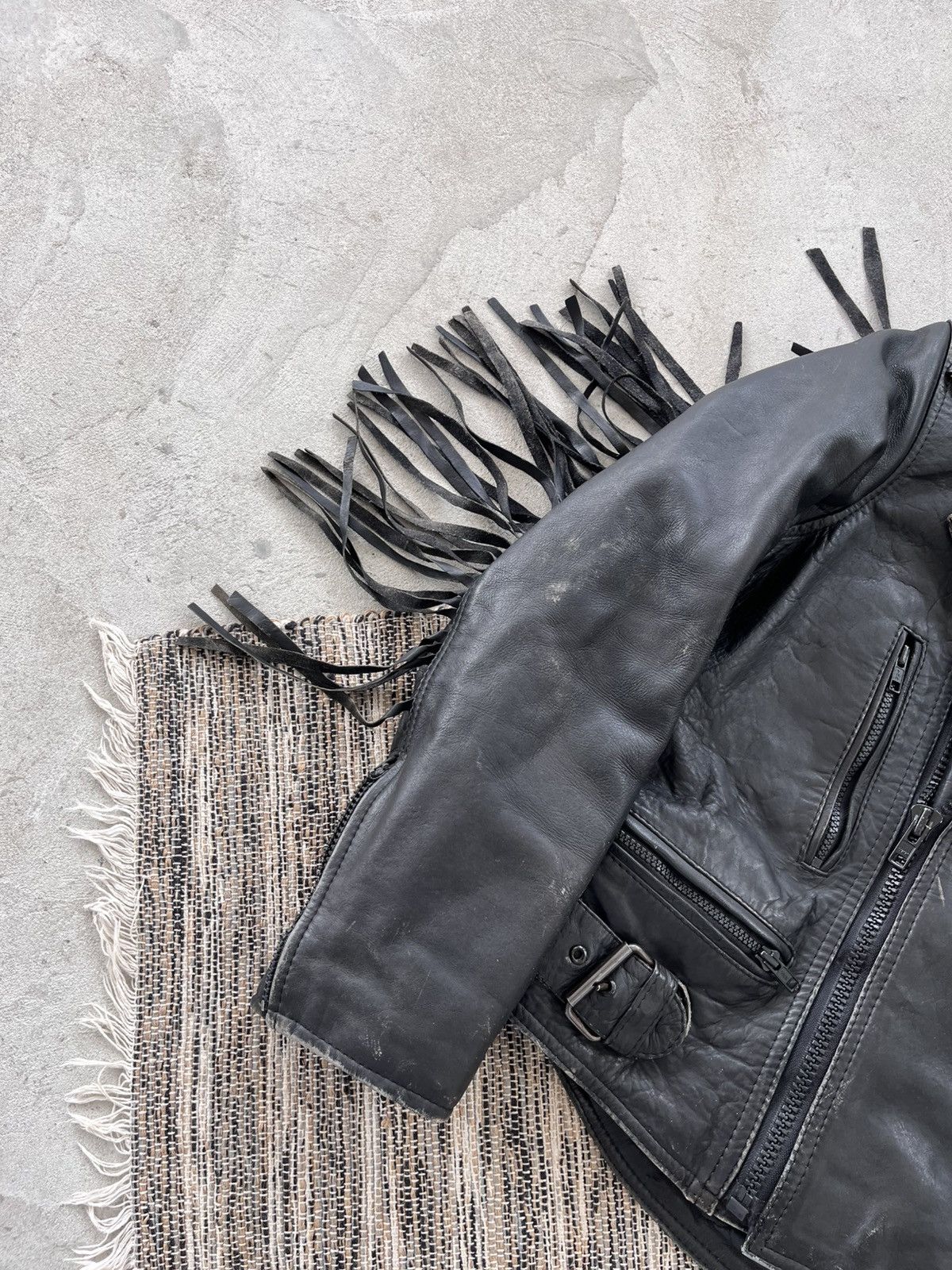 Genuine Leather Vintage Leather Biker Jacket Black Cowboy Western Style Y2K Size S / US 4 / IT 40 - 3 Thumbnail