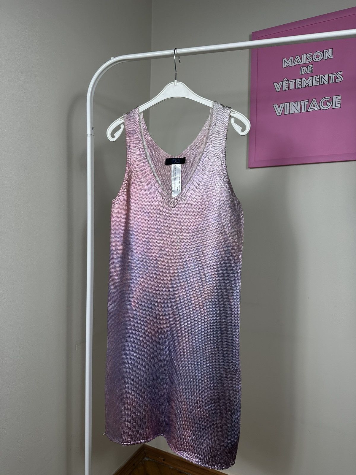 TWINSET Twin-Set Jeans Mini Dress Tank Top Knitted Metallic Pink Size S / US 4 / IT 40 - 1 Thumbnail