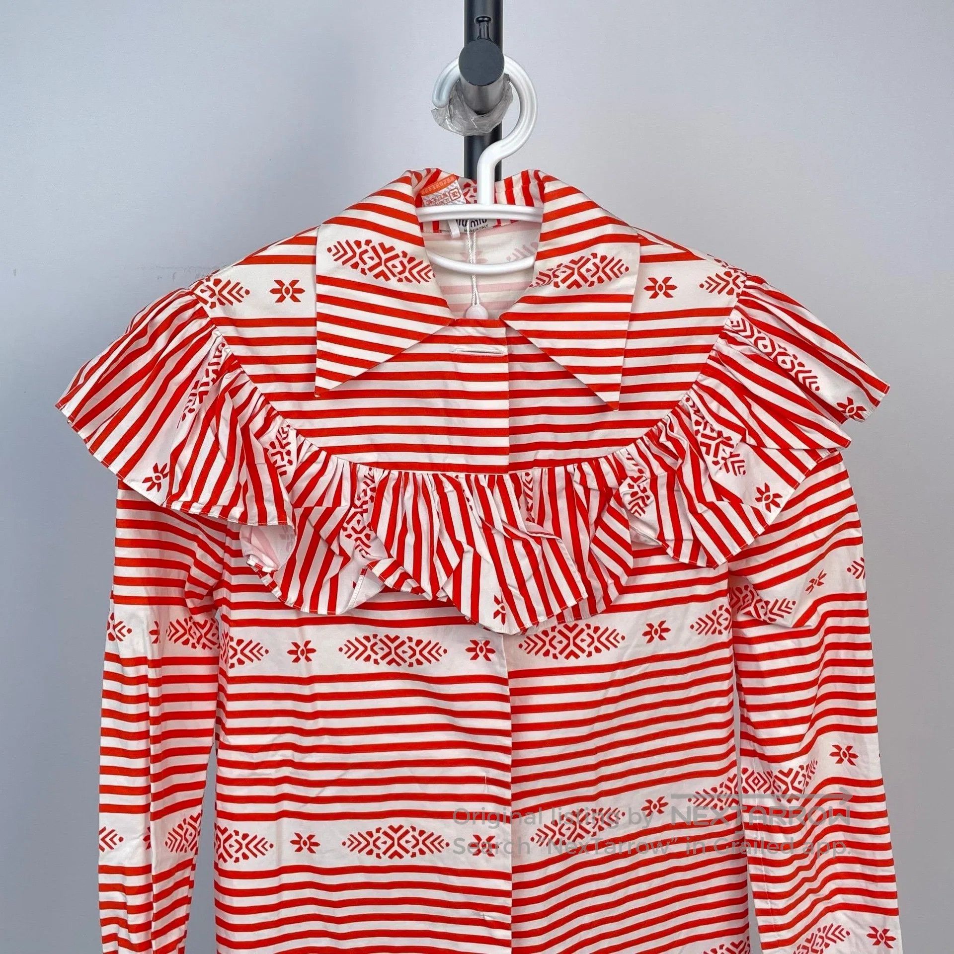 Miu Miu Miu Miu Red Color Block Striped Flowered Long Sleeve Knit Size XS / US 0-2 / IT 36-38 - 8 Thumbnail