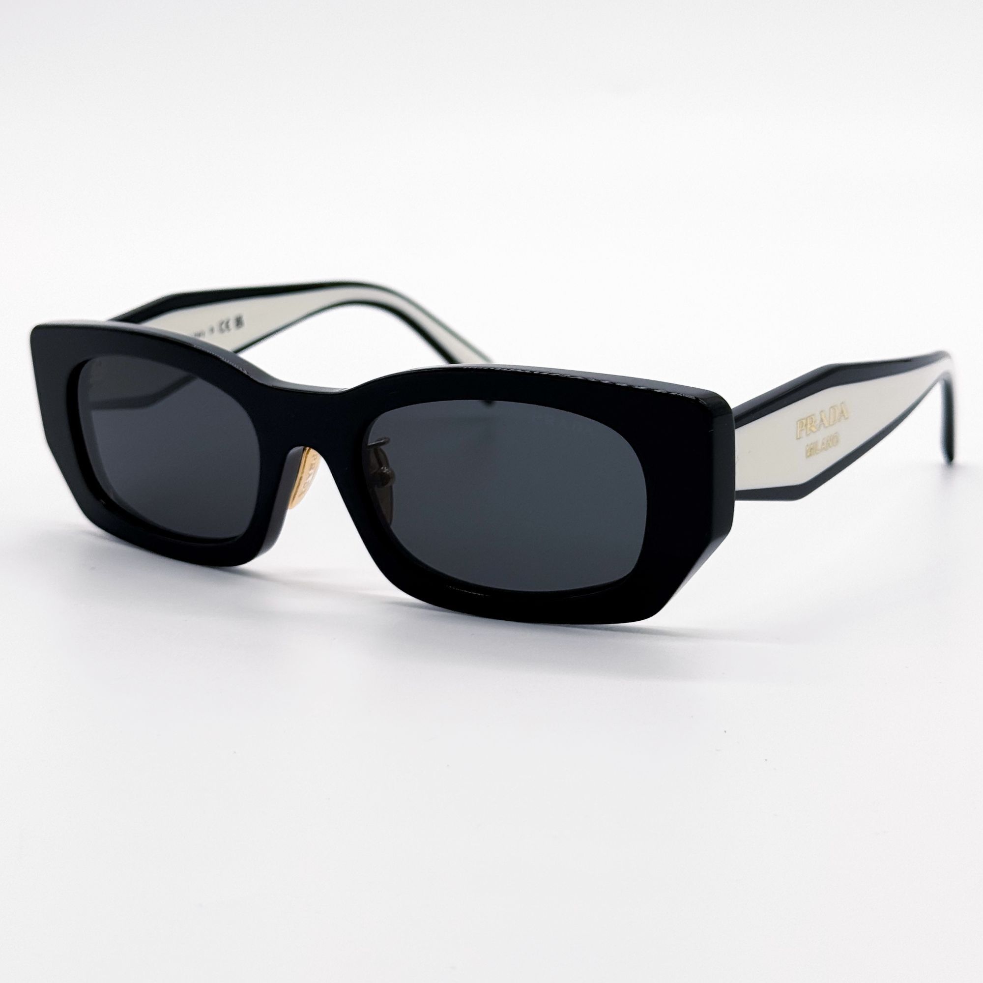 Prada PRB05SF 09Q08Z Sunglasses Black Rectangle Frame, Dark Grey Lenses 0PR_09ZSF__17T08Z.jpg?v=  main image 4