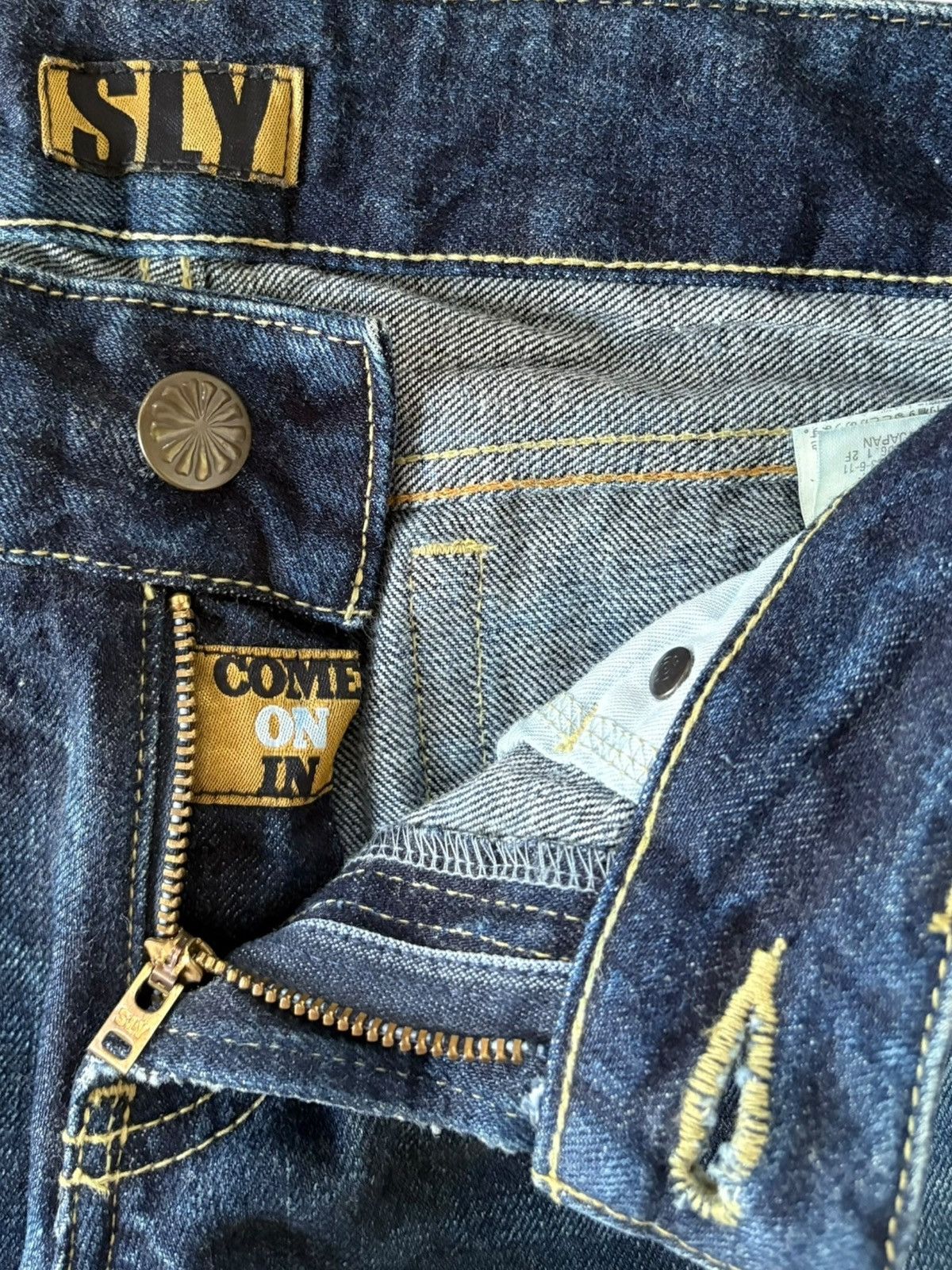 SLY Vintage Japanese Brand Mud Wash Distress Flare Jeans Size 30" / US 8 / IT 44 - 5 Thumbnail