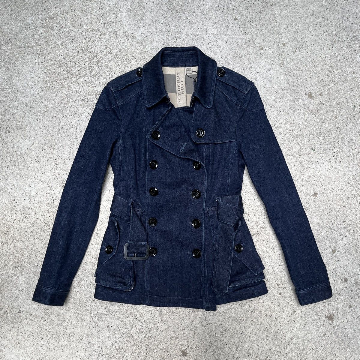 image of Burberry Denim Trench Coat, Women's (Size Small)