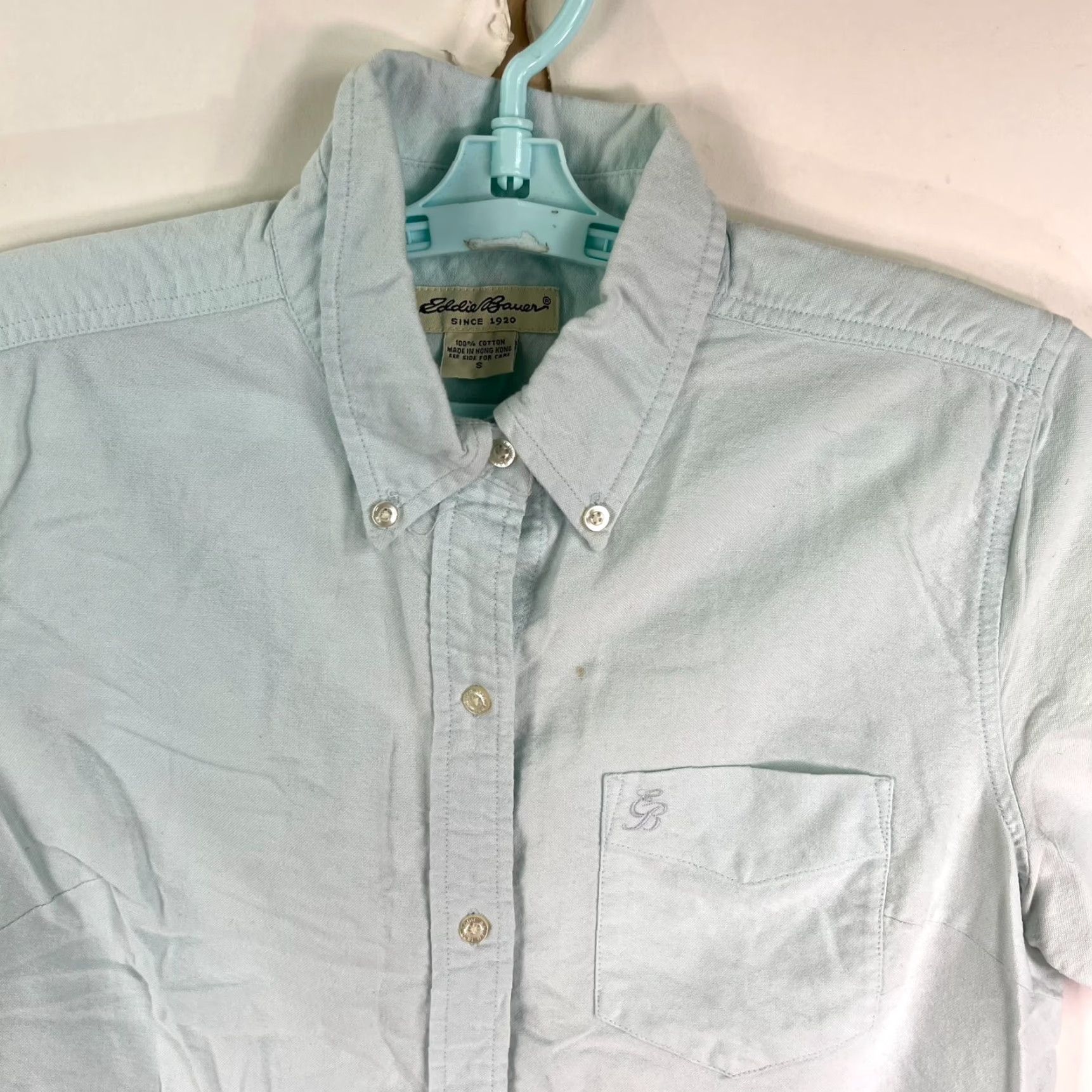 Eddie Bauer VINTAGE Eddie Bauer Shirt Mens Short Sleeve Button-Up Light Green Small Regular Chest 40 in Cotton Casual Workwear 60s 70s Mens Size US S / EU 44-46 / 1 - 3 Thumbnail
