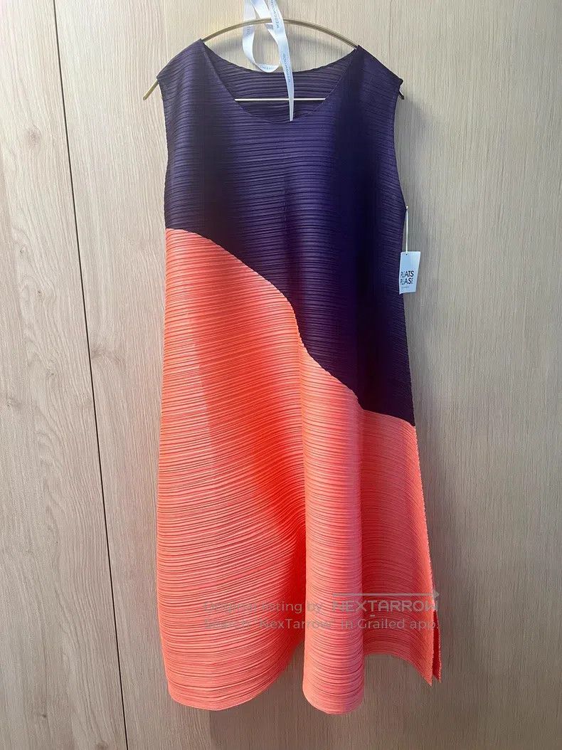 Issey Miyake Issey Miyake Purple-Orange Color-Block Dress Size XXL / US 16-18 / IT 52-54 - 2 Thumbnail