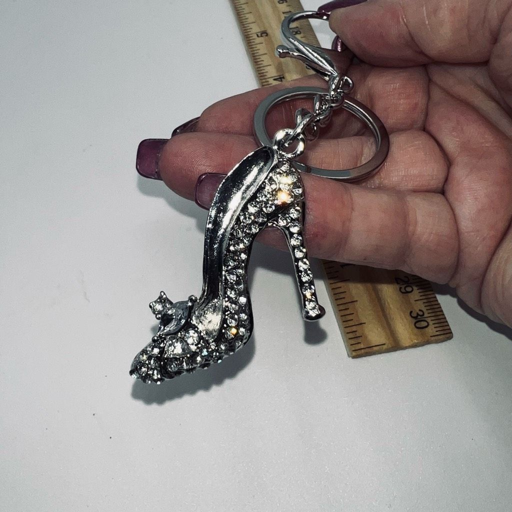 Other Silver Tone and Clear Crystal High Heel Bag Charm/Key Chain Size ONE SIZE - 5 Thumbnail
