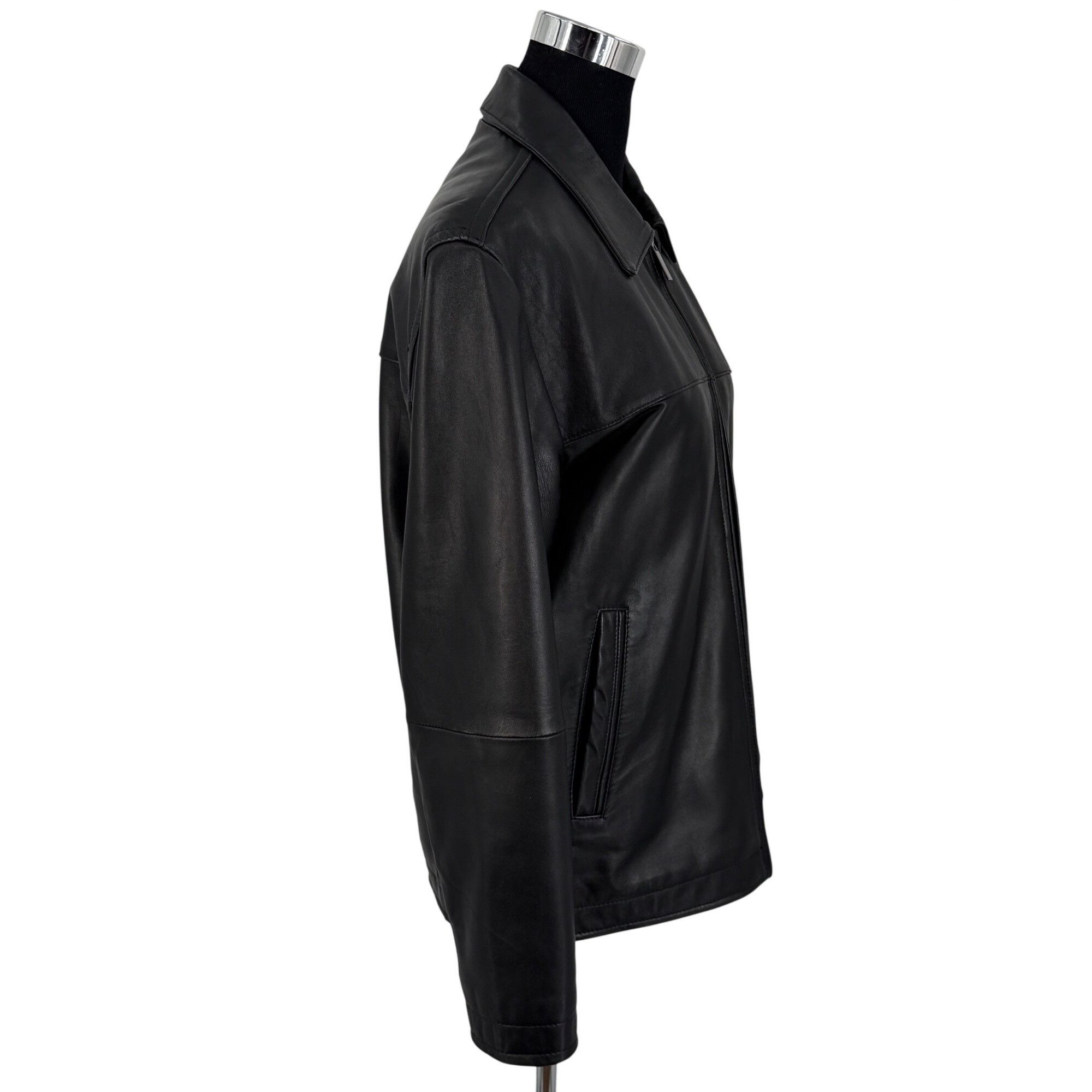 Perry Ellis VTG Perry Ellis Portfolio Mens Black Lambskin Leather Jacket Size US S / EU 44-46 / 1 - 11 Thumbnail
