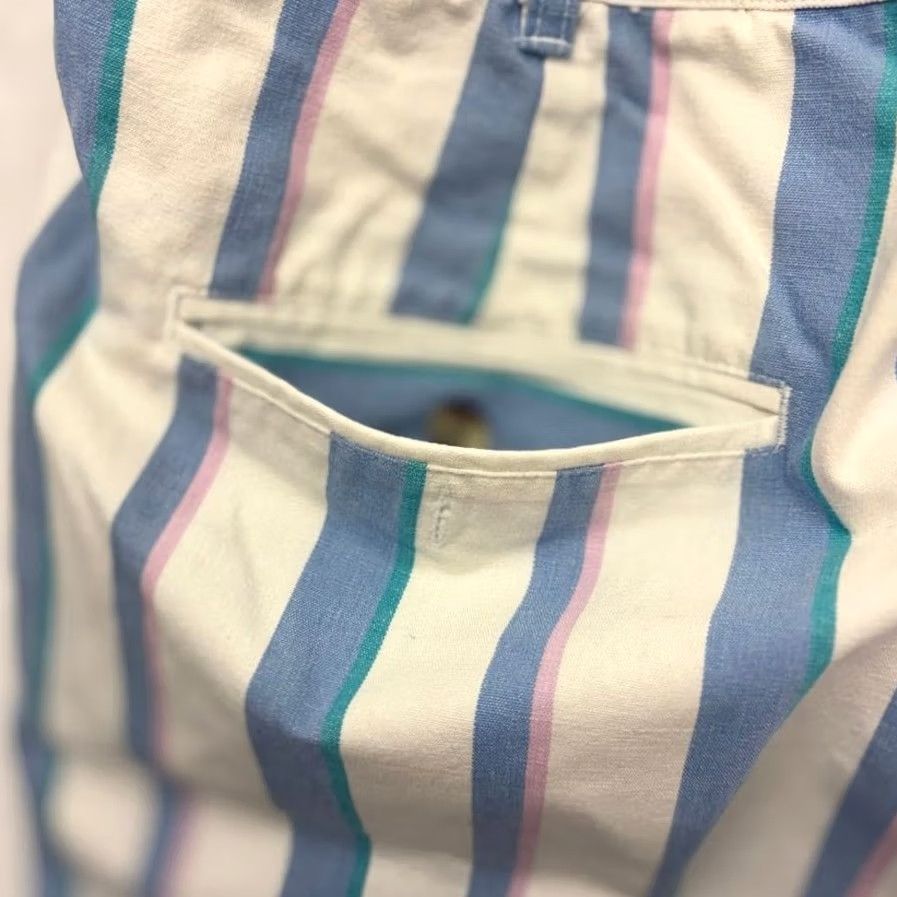 Vintage VINTAGE Knights of The Round Table Chino Shorts White Pleated Striped 38 Men Regular Cotton 90s Preppy Casual Travel Mens Size US 38 / EU 54 - 5 Thumbnail
