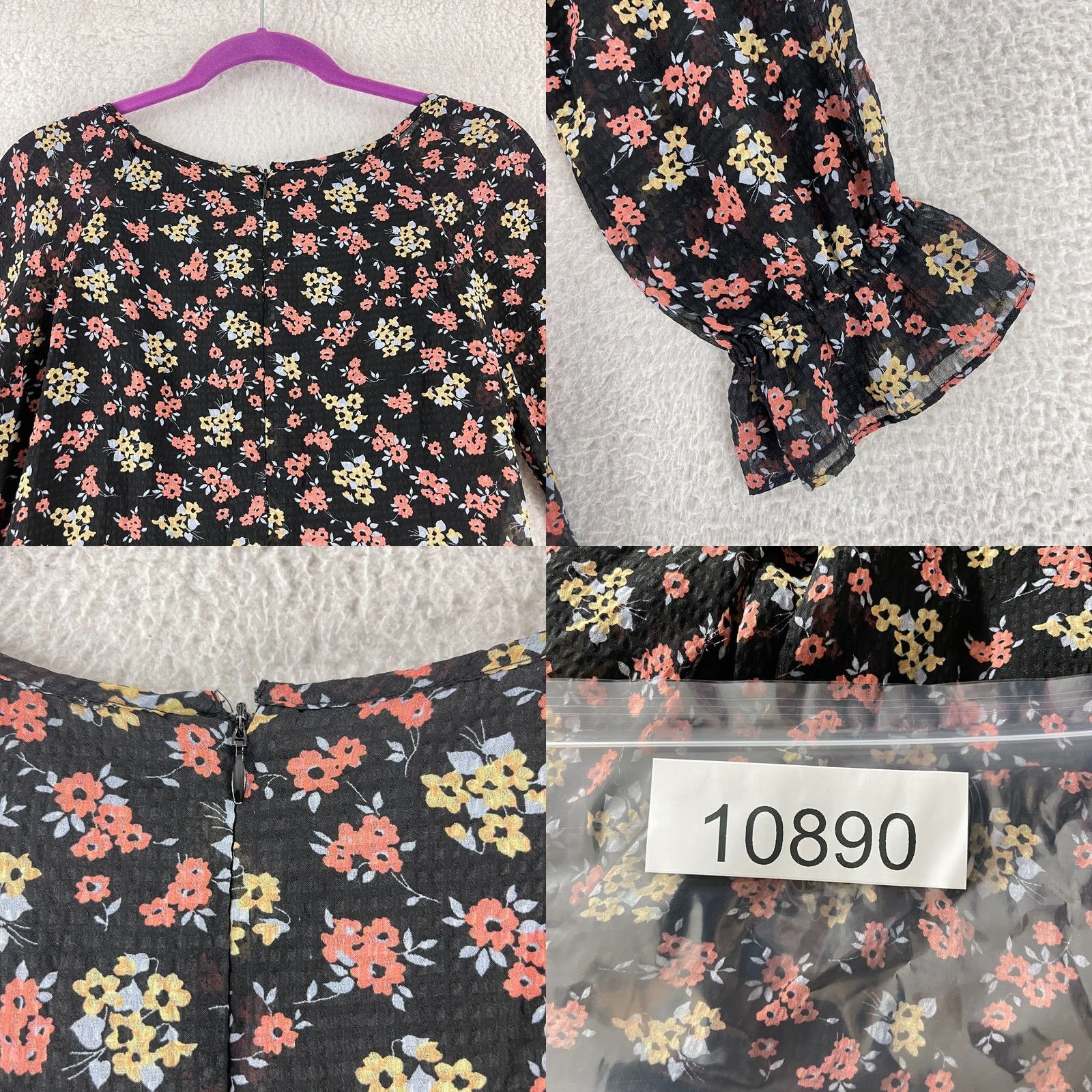 Free People Free People Molly Mini Dress Womens Size 4 Black Floral Long Sleeve Boho Crepe Regular Size S / US 4 / IT 40 - 9 Thumbnail