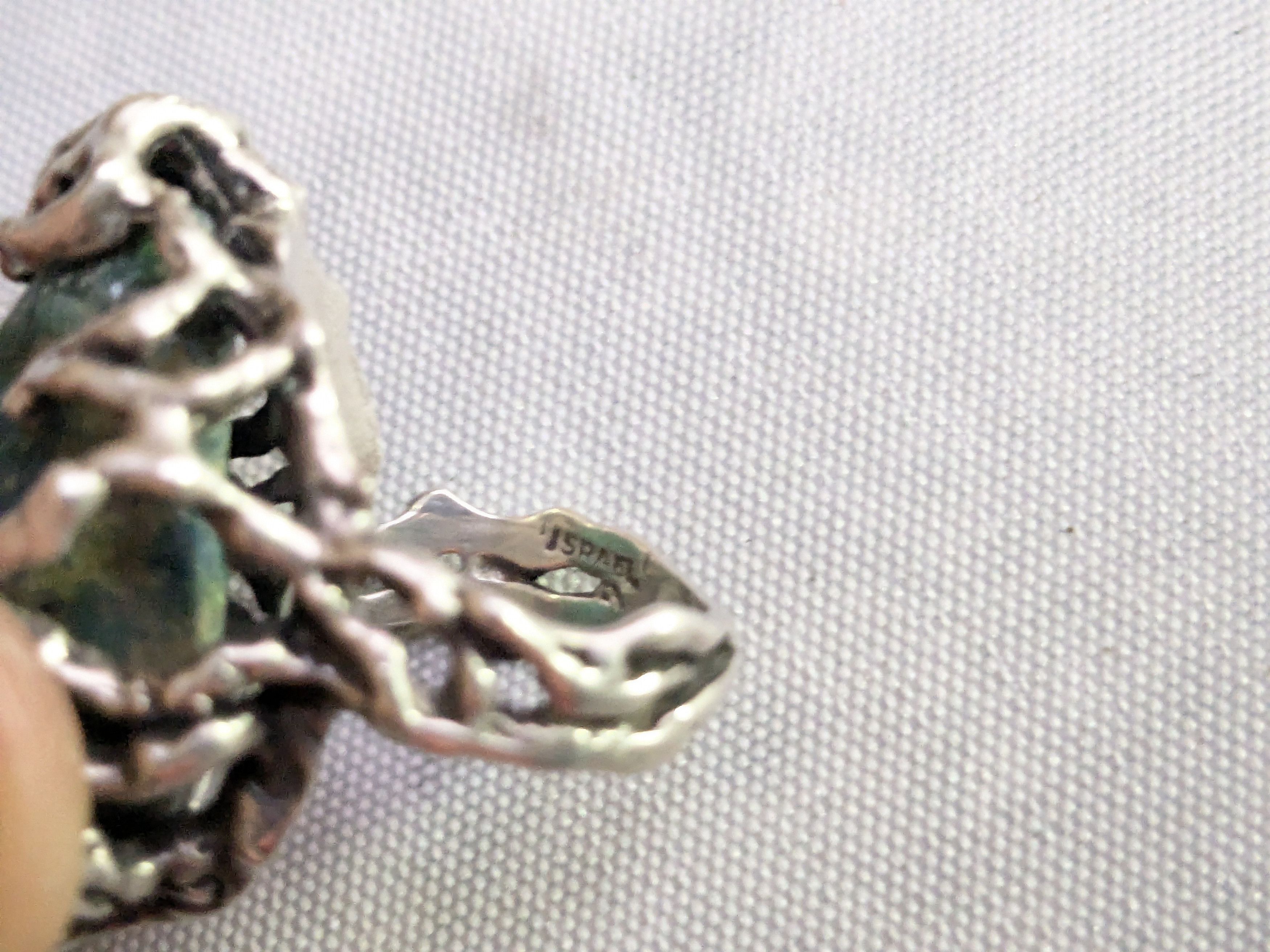 Jewelry Vintage Sterling Silver Ring Chrysocholla Brutalist 5.75 Size ONE SIZE - 12 Thumbnail