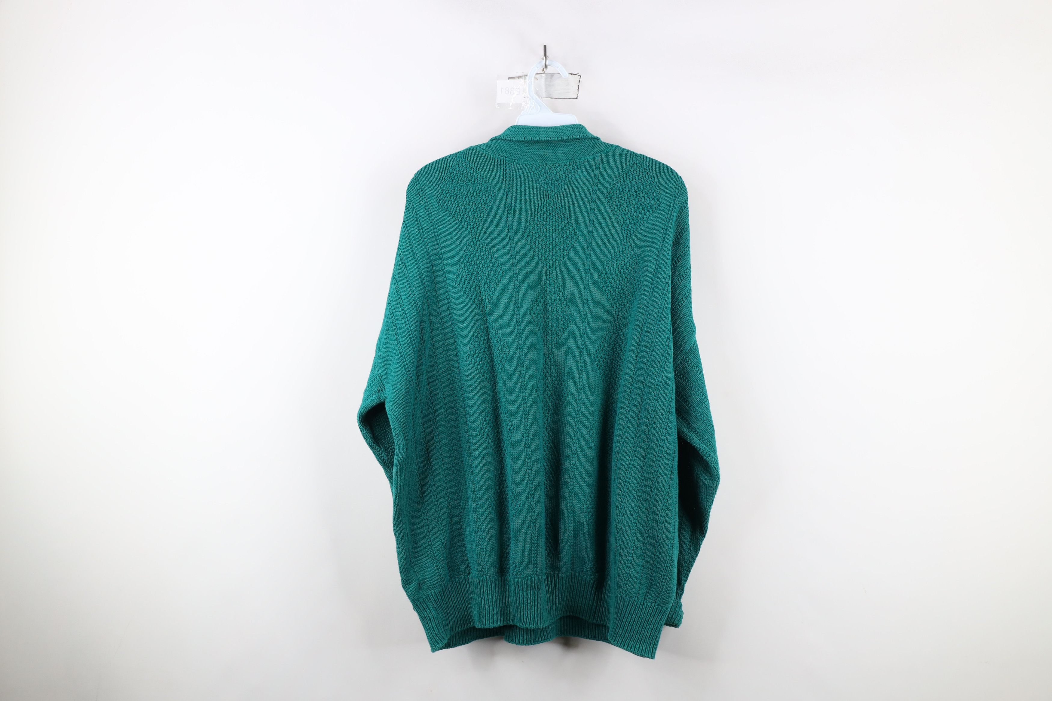 Vintage Vintage 90s Streetwear Diamond Ribbed Collared Sweater USA Size XXL / US 16-18 / IT 52-54 - 9 Thumbnail