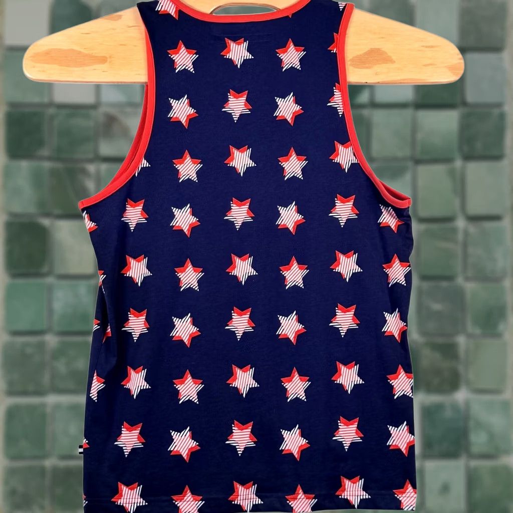 ASH Edgar + Ash Mens Small Tank Top Navy Blue Star Print Americana Patriotic NWT Size US S / EU 44-46 / 1 - 1 Thumbnail