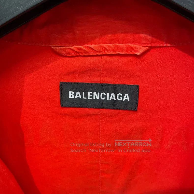 Balenciaga Balenciaga Red and White Patched Embroidered Logo Windbrea Size US S / EU 44-46 / 1 - 5 Thumbnail