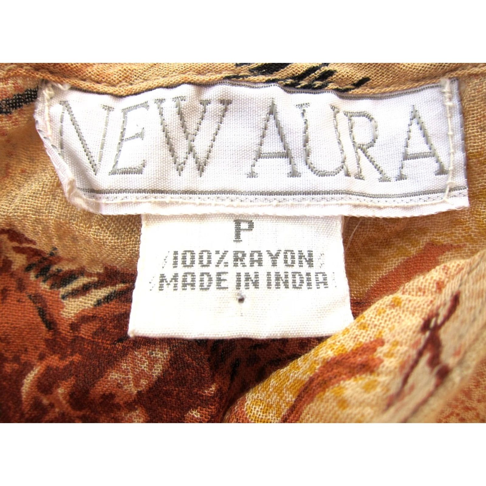 Vintage VINTAGE New Aura Blouse Medium Brown Blue Green Horse Sun Boxy 100% Rayon Womens Size M / US 6-8 / IT 42-44 - 3 Thumbnail