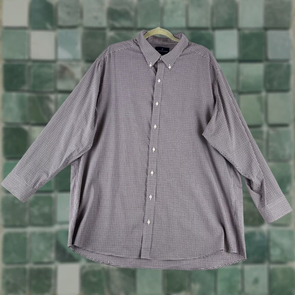 Vintage Buttoned Down Brown Plaid Tailored Button-Down Dress Shirt Mens 3XL Size 48R - 1 Thumbnail