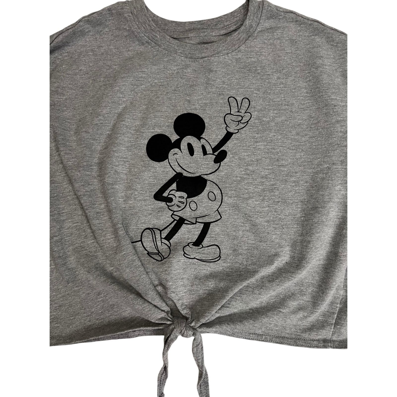 Disney Disney Mickey Mouse Tie-Front Crop Sweatshirt Gray, Small Size S / US 4 / IT 40 - 2 Thumbnail
