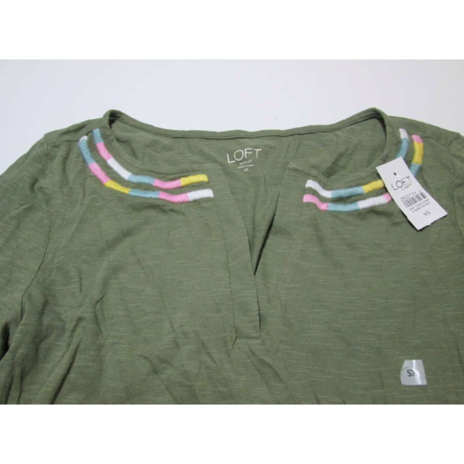 Loft Loft Outlet NWT Womens Tunic XS Khaki V-Neck Long Sleeve Solid Pullover Shirt Size XS / US 0-2 / IT 36-38 - 3 Thumbnail