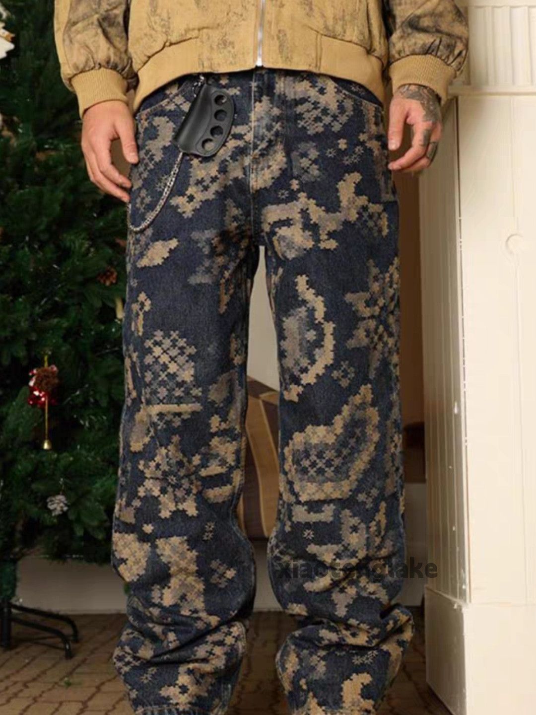 Utility loose baggy hiphop pattern carpenter cargo jeans