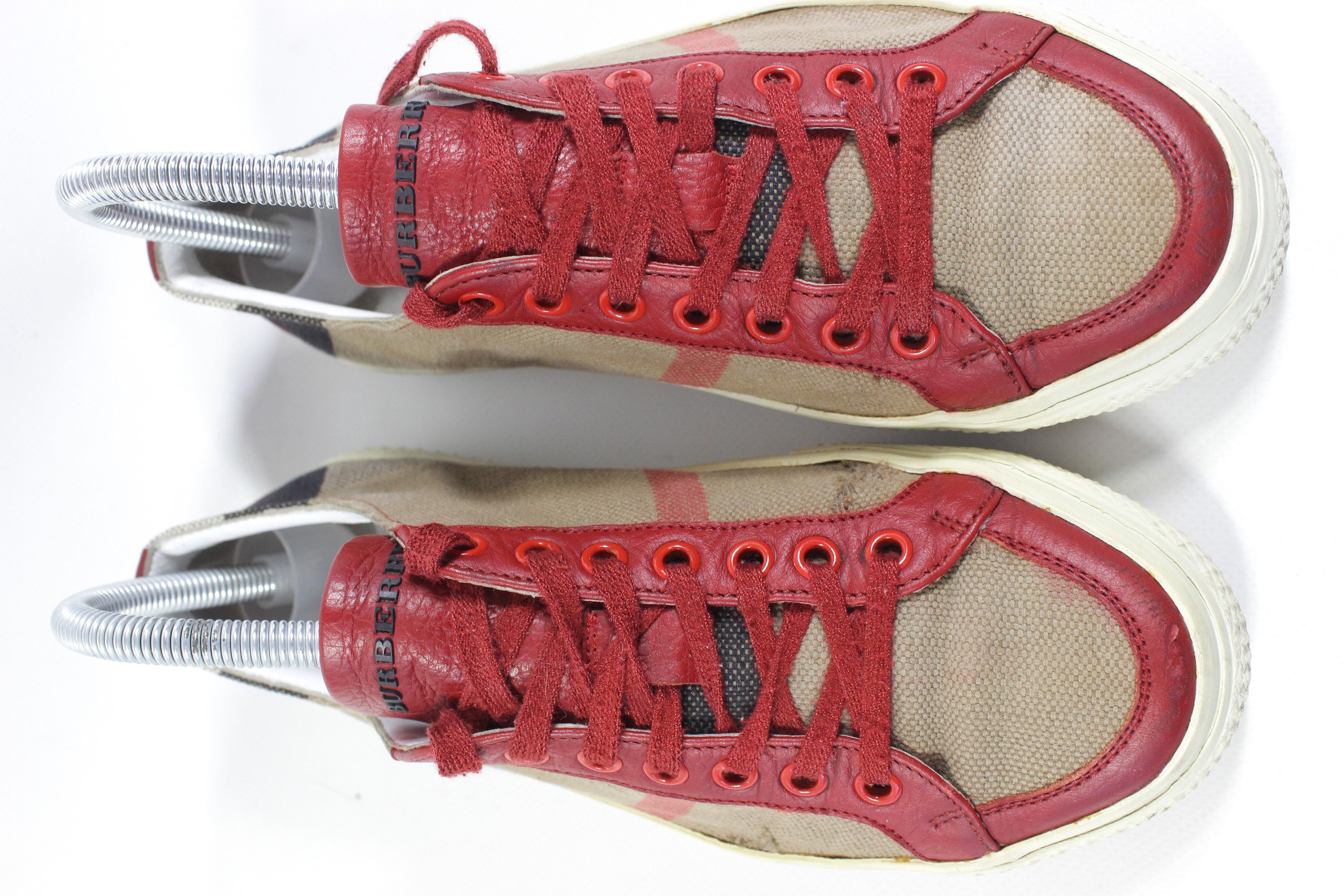 Burberry Distressed Nova Check Leather Low Sneakers Size US 7 / IT 37 - 5 Thumbnail