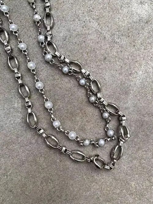 Other Retro Carving Flowers Metal Pearl Double Pant Chain Size ONE SIZE - 4 Thumbnail