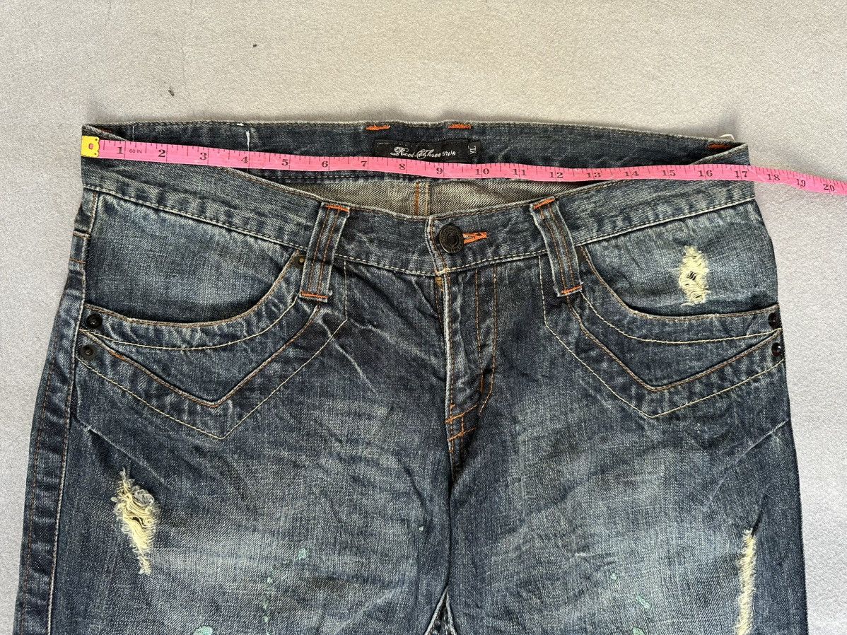 Japanese Brand FLARE Root Three Distressed Splatter Denim Size US 34 / EU 50 - 3 Thumbnail