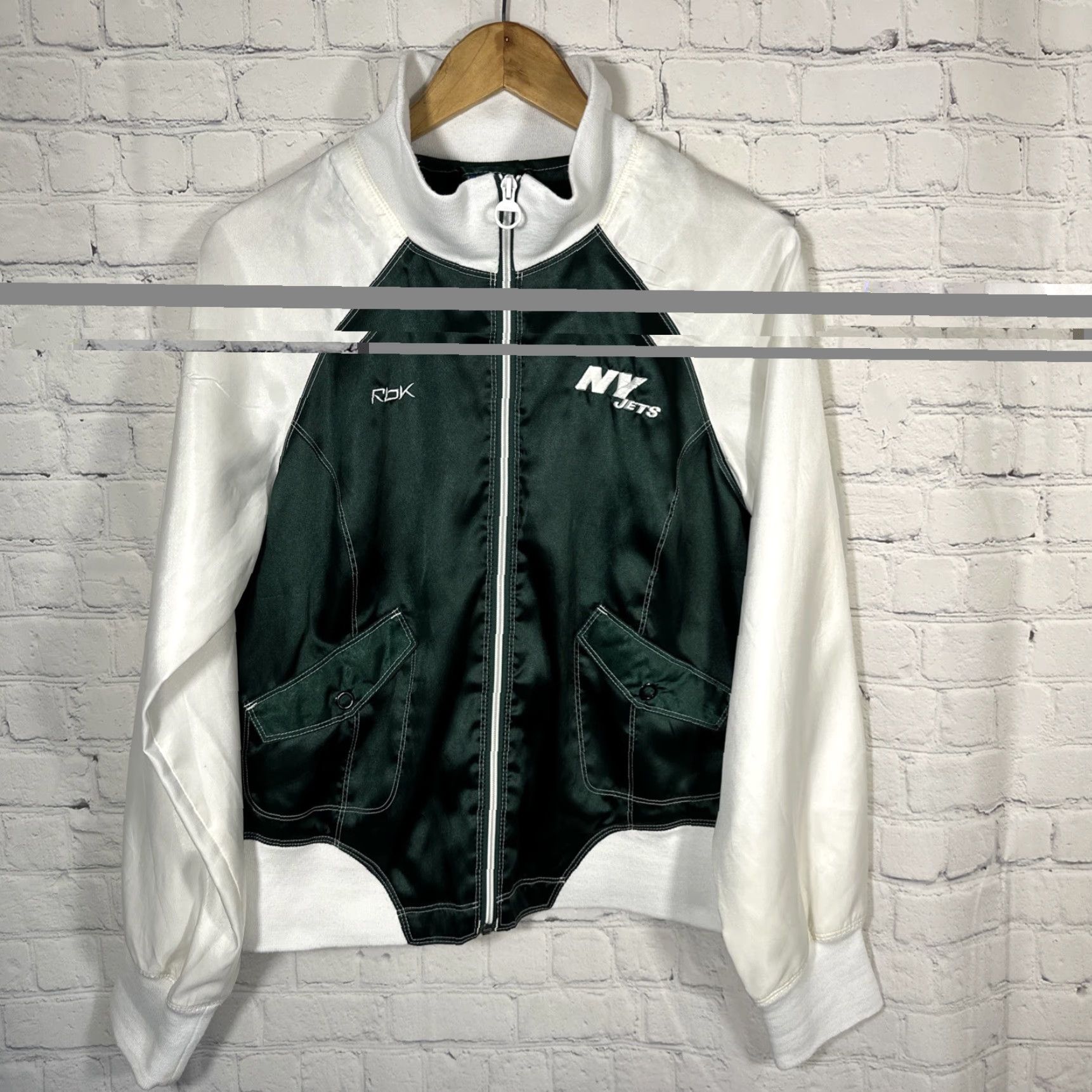 Reebok VINTAGE Reebok NFL Women's New York Jets Satin Bomber Jacket L Green Jets Sports Womens Short Full Zip Size L / US 10 / IT 46 - 2 Thumbnail