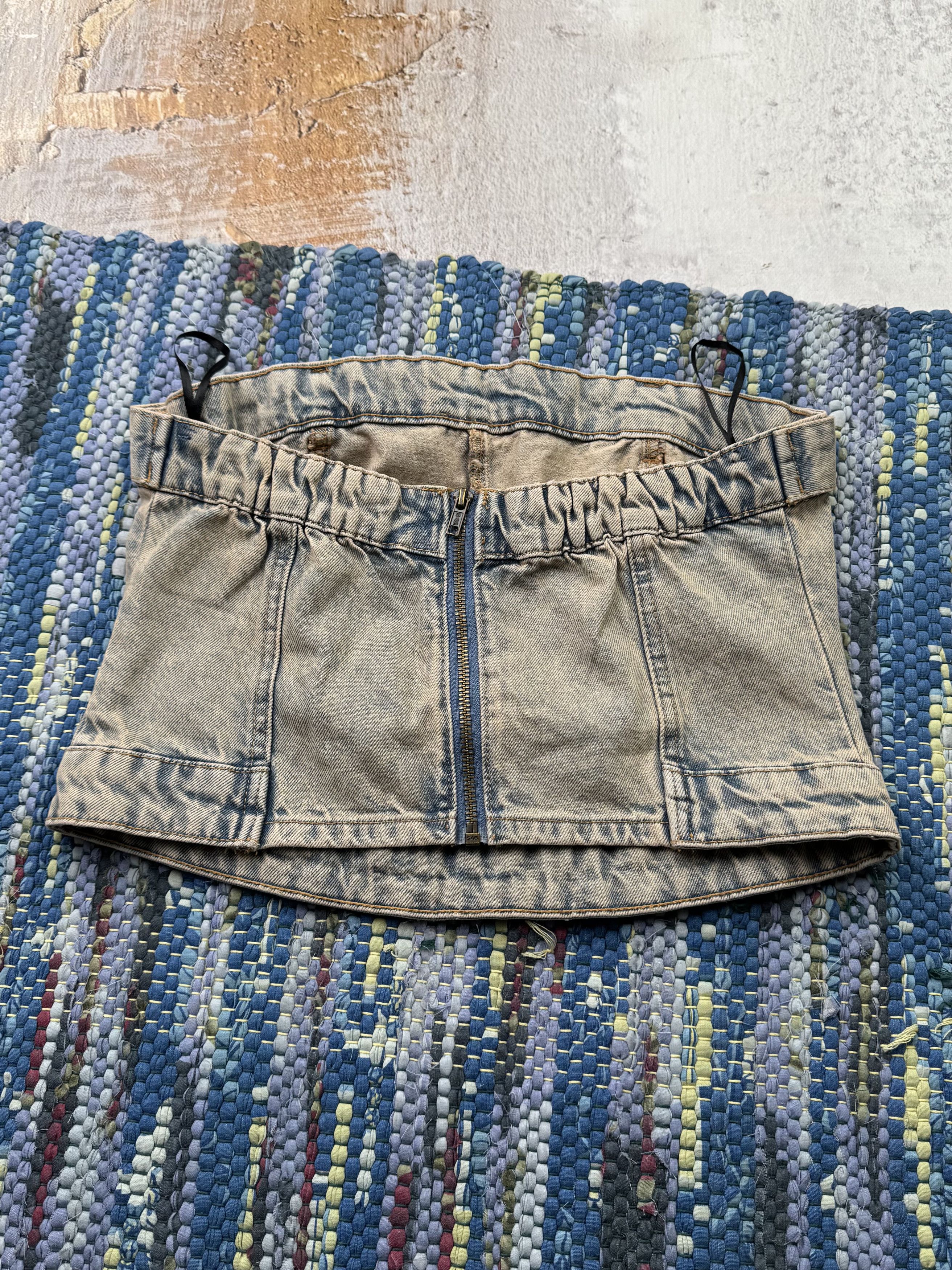Vintage Vintage Faded Denim Crop Top With Straps A626D15(266) Size S / US 4 / IT 40 - 3 Thumbnail