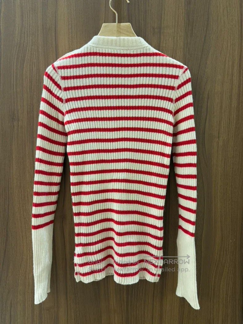 Dior Dior Red and white striped knitwear sweater Size XXS / US 00 / IT 34 - 2 Thumbnail
