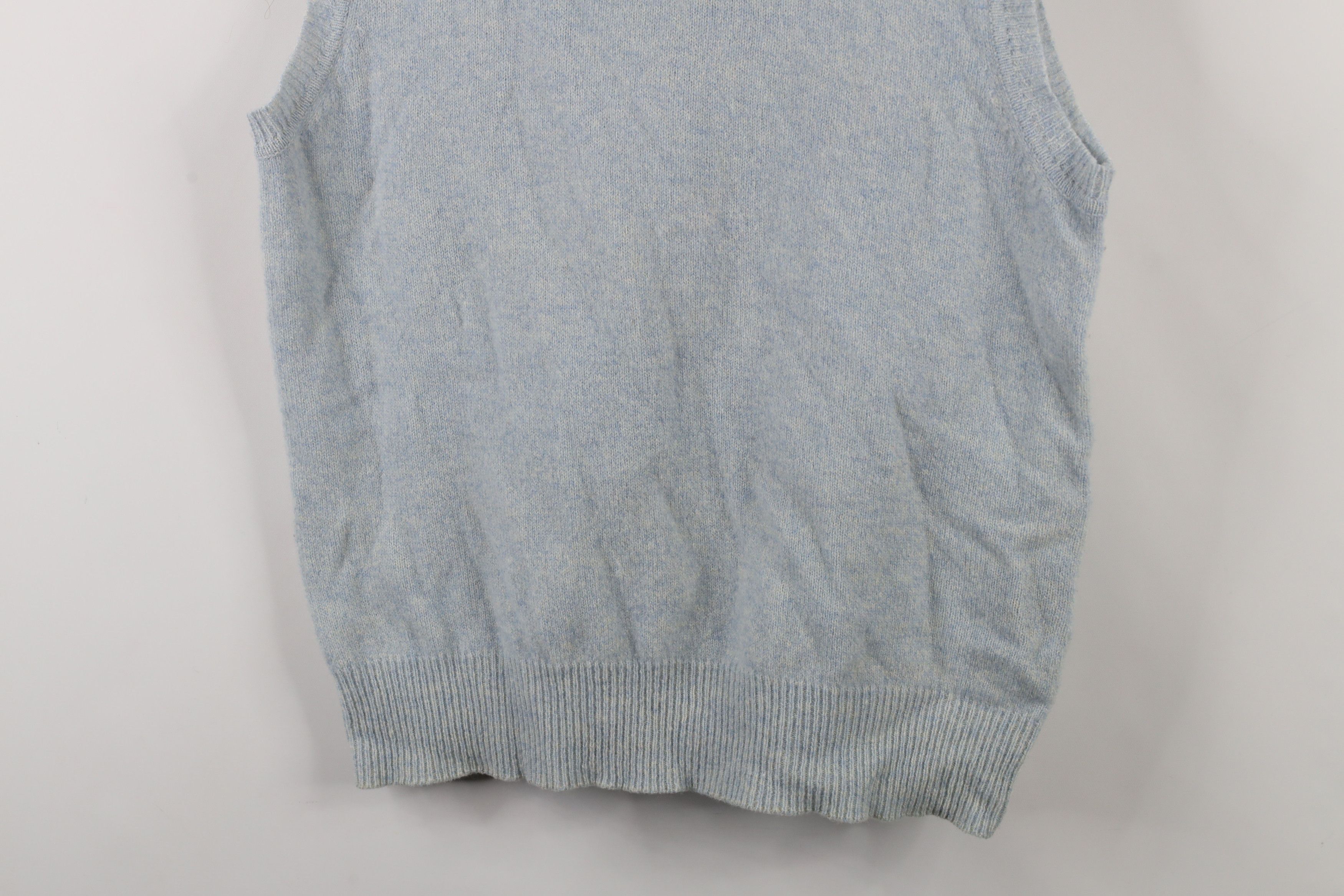 Nautica × Vintage Vintage 90s Nautica Wool Knit V-Neck Sweater Vest Light Blue Size US L / EU 52-54 / 3 - 3 Thumbnail