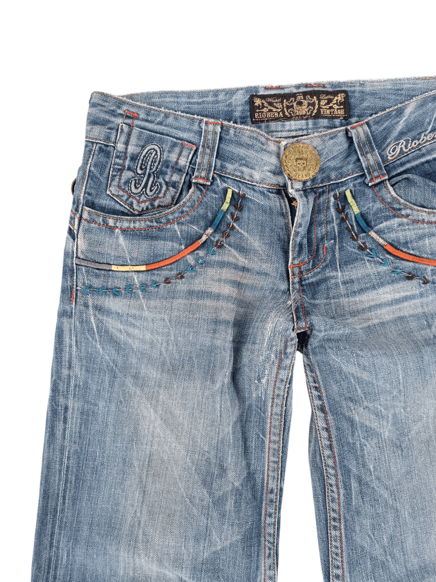 Other 🇯🇵 RIOBERIO SUPER FLARED EMBROIDERED DENIM PANTS Size US 30 / EU 46 - 20 Thumbnail