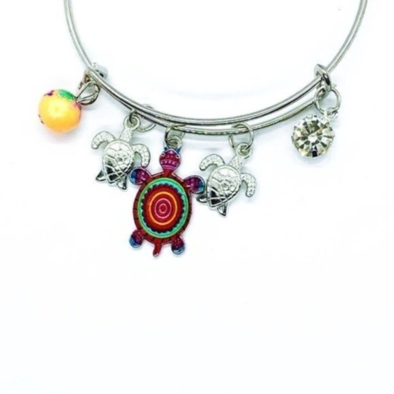 Other Beaded Sea Turtle Charm Colorful Bangle Bracelet Size ONE SIZE - 2 Thumbnail