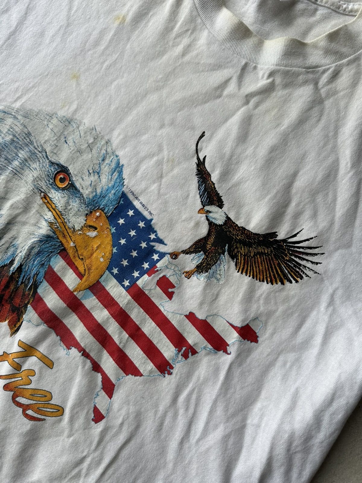 Anvil AIR WAWES🚨USA 1990 BIG LOGO EAGLE FOREVER FREE SINGLE STITCH Size US L / EU 52-54 / 3 - 9 Thumbnail