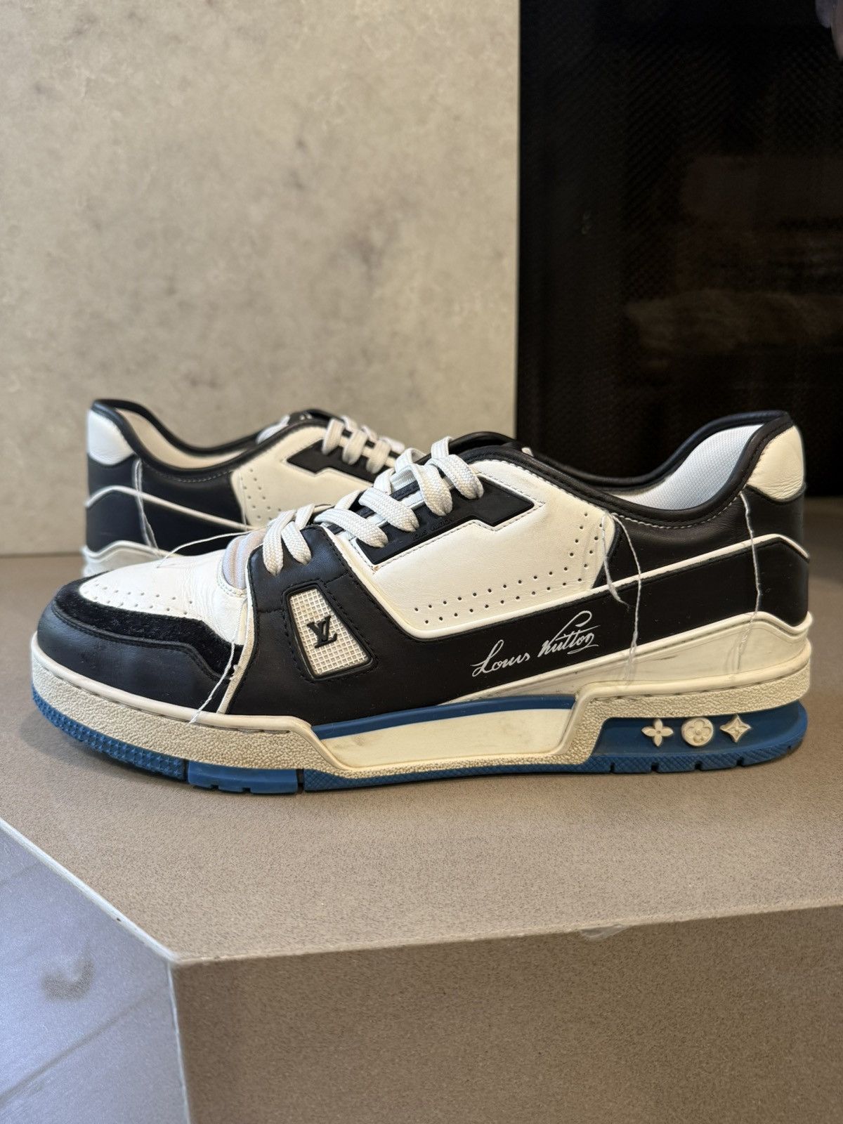 Louis Vuitton Louis Vuitton Black White Blue SS21 Upcycle Trainer Sneaker Size US 10 / EU 43 - 2 Thumbnail
