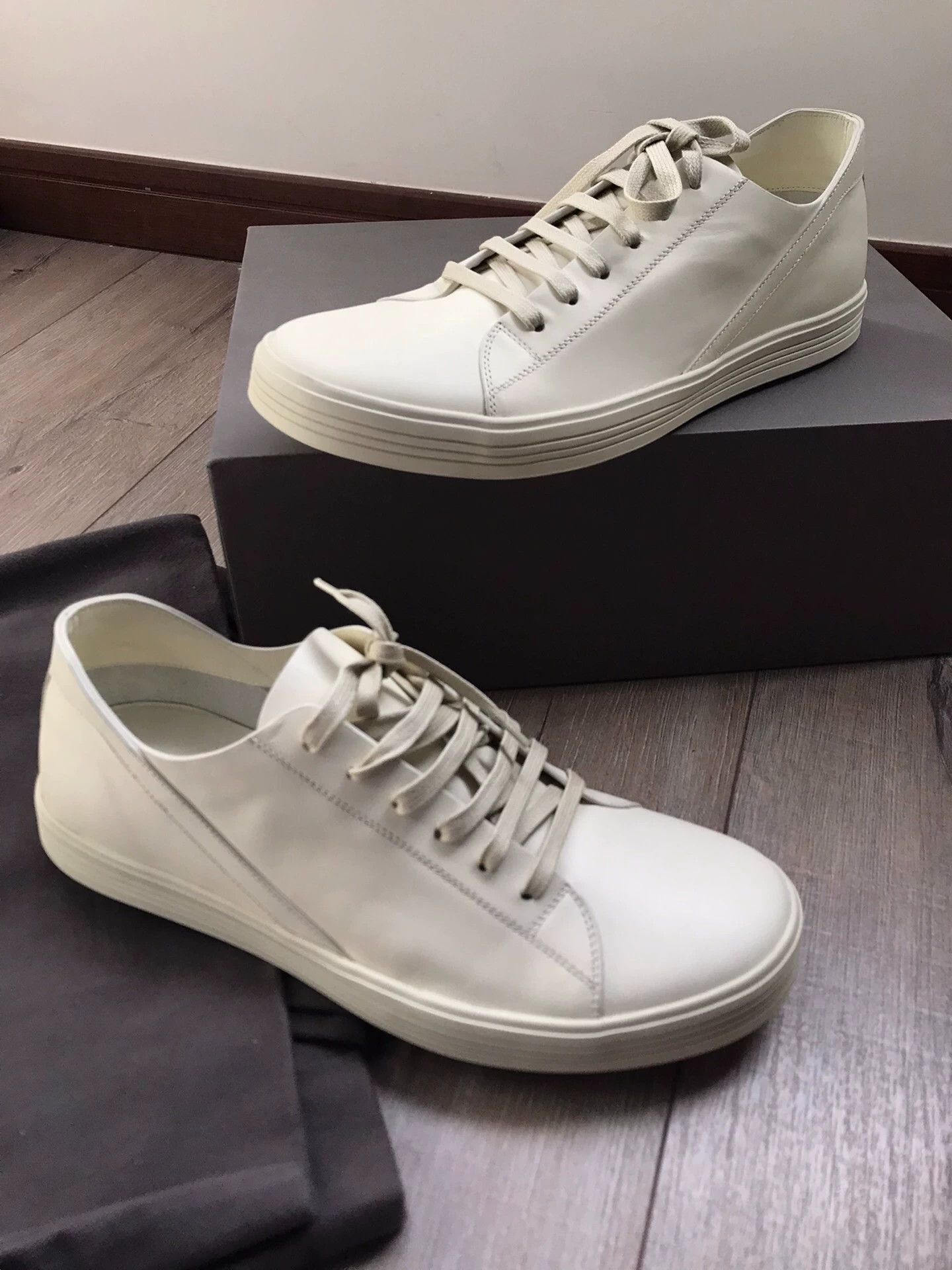 Rick Owens Rick Owens RO Low Top Triangle Ivory Leather Sneaker 43 Size US 10 / EU 43 - 6 Thumbnail