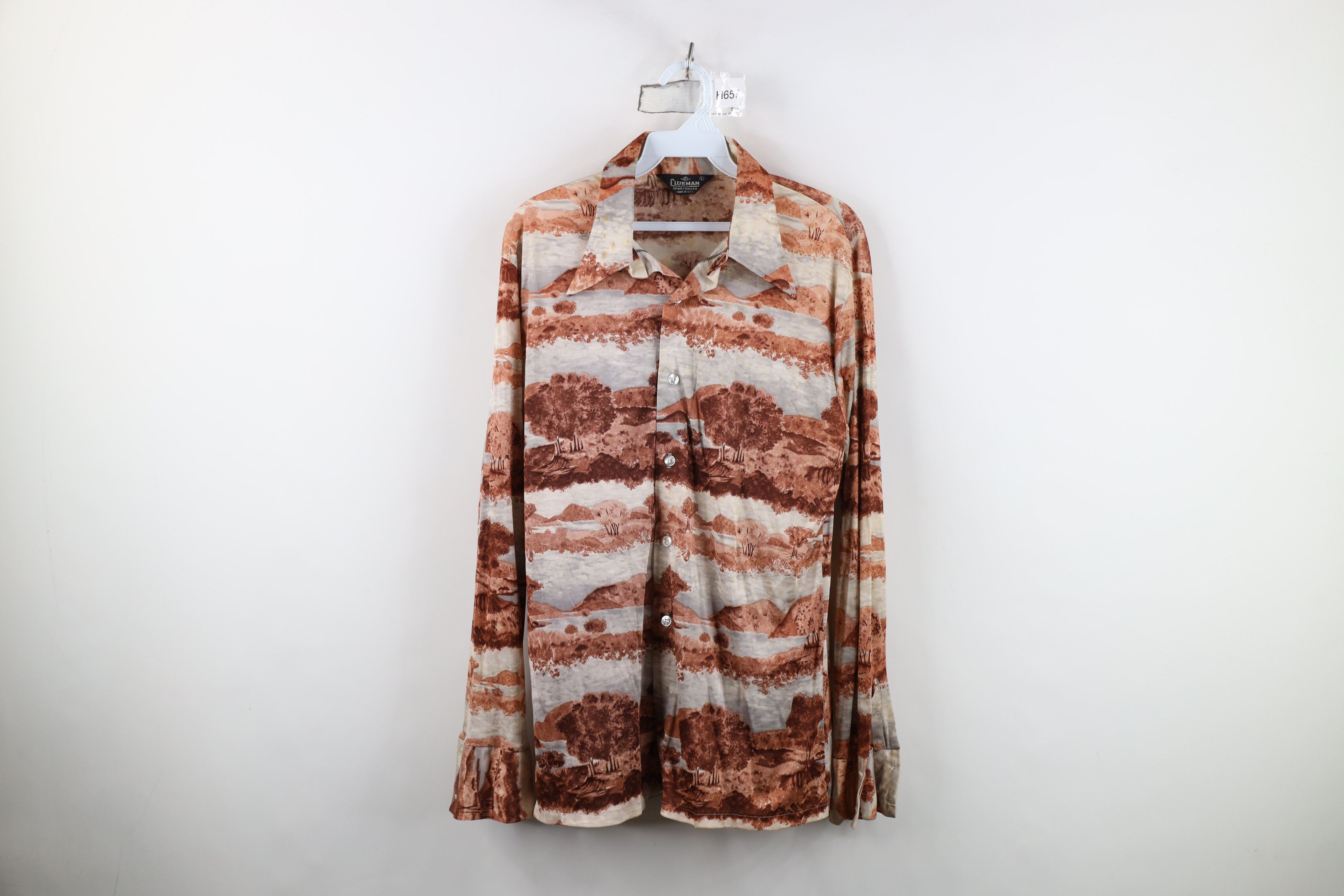 Vintage Vintage 70s Streetwear All Over Print Knit Button Shirt USA Size US L / EU 52-54 / 3 - 1 Thumbnail