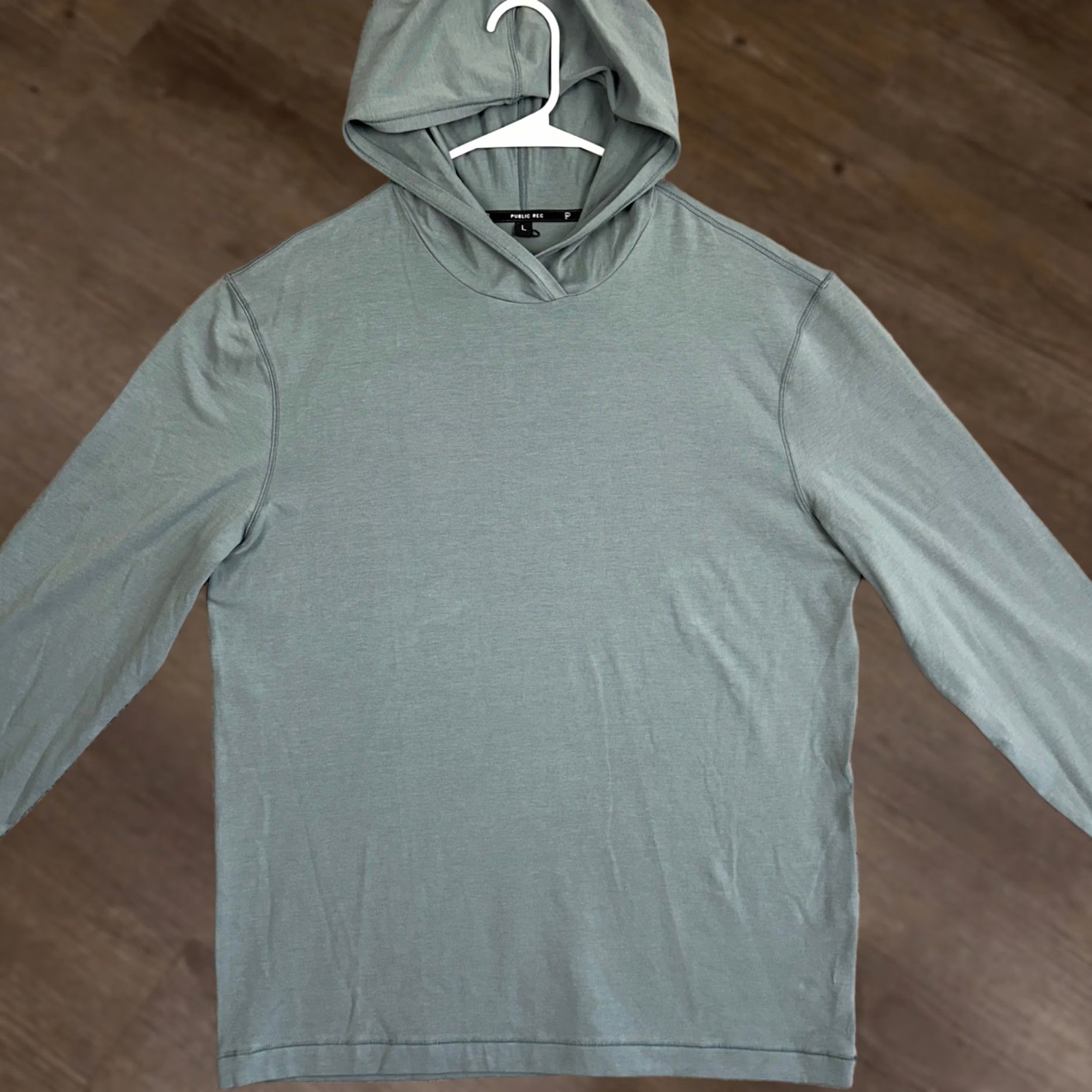 Vintage Public Rec Hoodie Mens L Blue Sweatshirt Lightweight Pima Cotton Blend Pullover Long Sleeve Breathable Casual Activewear Logo Size US L / EU 52-54 / 3 - 1 Thumbnail