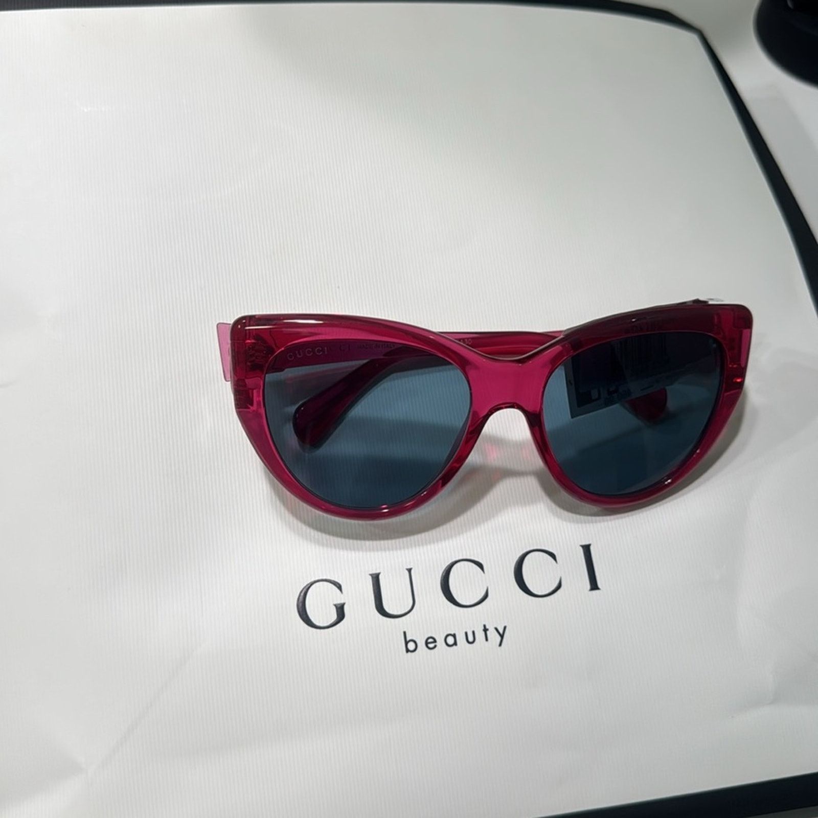 Gucci Gucci 56mm Cat Eye Sunglasses Red with blue lenses Size ONE SIZE - 8 Thumbnail