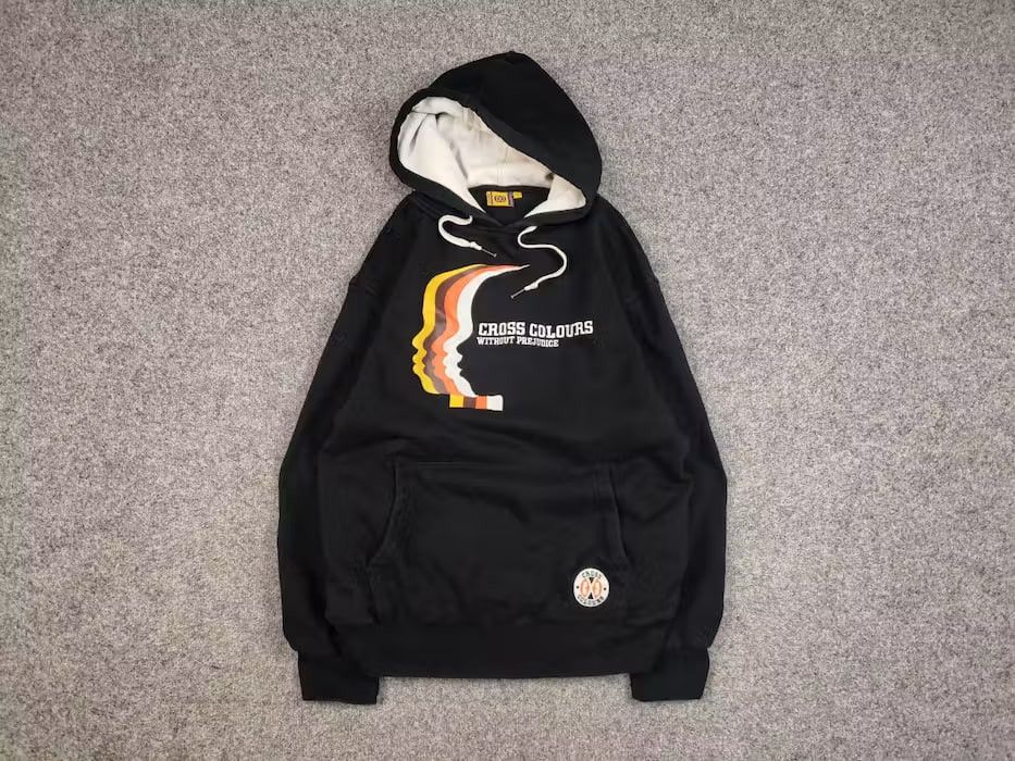 image of Archival Clothing x Cross Colours Vintage 90’S Cross Colours Without Prejudice Hip Hop Hoodie in Bl