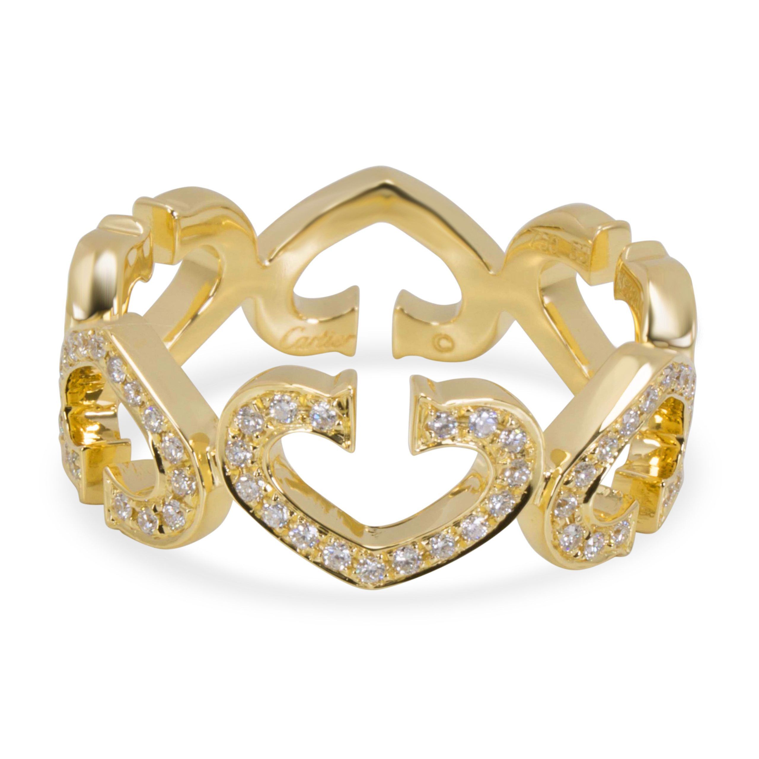 image of Cartier C Hearts Of Cartier Diamond Ring In 18K Yellow Gold, 0.50 Ctw, Women's