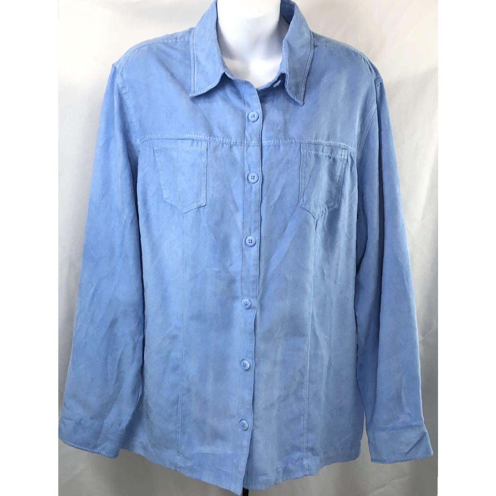 Croft & Barrow Croft Barrow Button-Up Shacket Top XL Blue Pockets Crochet Western Shacket Croft Barrow Women Button-Up Casual Western Blue XL Pockets Shacket Size XL / US 12-14 / IT 48-50 - 4 Thumbnail